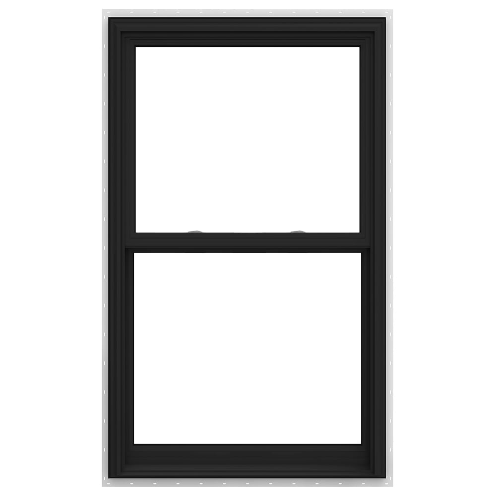 JELD-WEN LOWOLJW240200050 V-2500 31-1/2-in x 53-1/2-in Bronze White Vinyl New construction Double Hung Window Low-E argon Double Pane Glass (Full Screen Included)