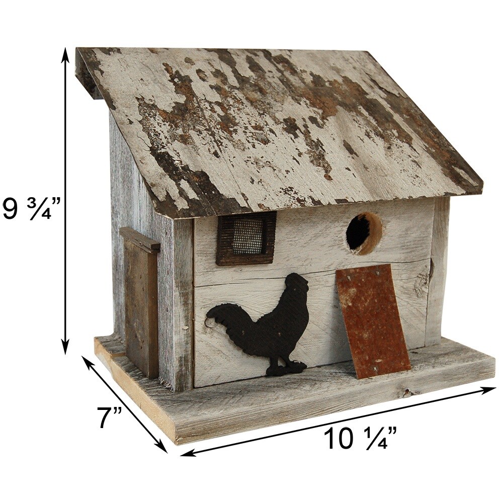 Rustic White Reclaimed Wood Chicken Coop Birdhouse