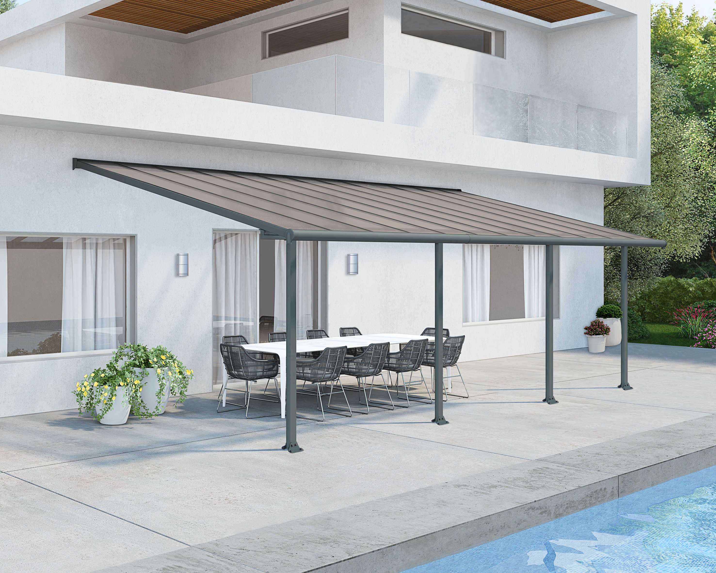 Canopia by Palram Olympia 10-ft x 24-ft Gray/Bronze Aluminum Patio cover ( 30-lb ) #704576