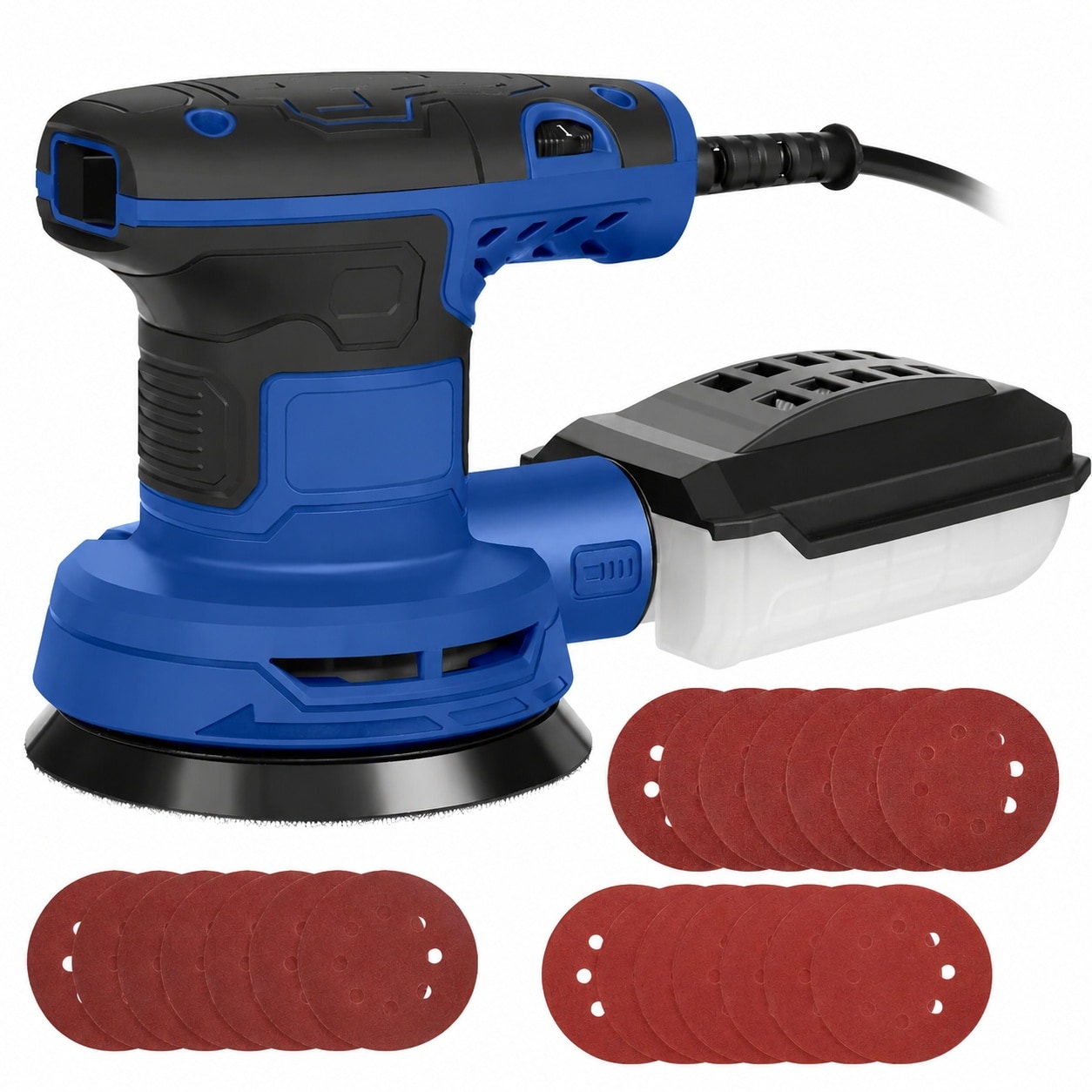 Misopily 5 Inch Random Orbital Sander with 21 Piece Sandpapers 8000 to 13000 RPM 2.6 AMP Palm Sander with 6 Variable Speeds and Dust Collection #LMS0803M126