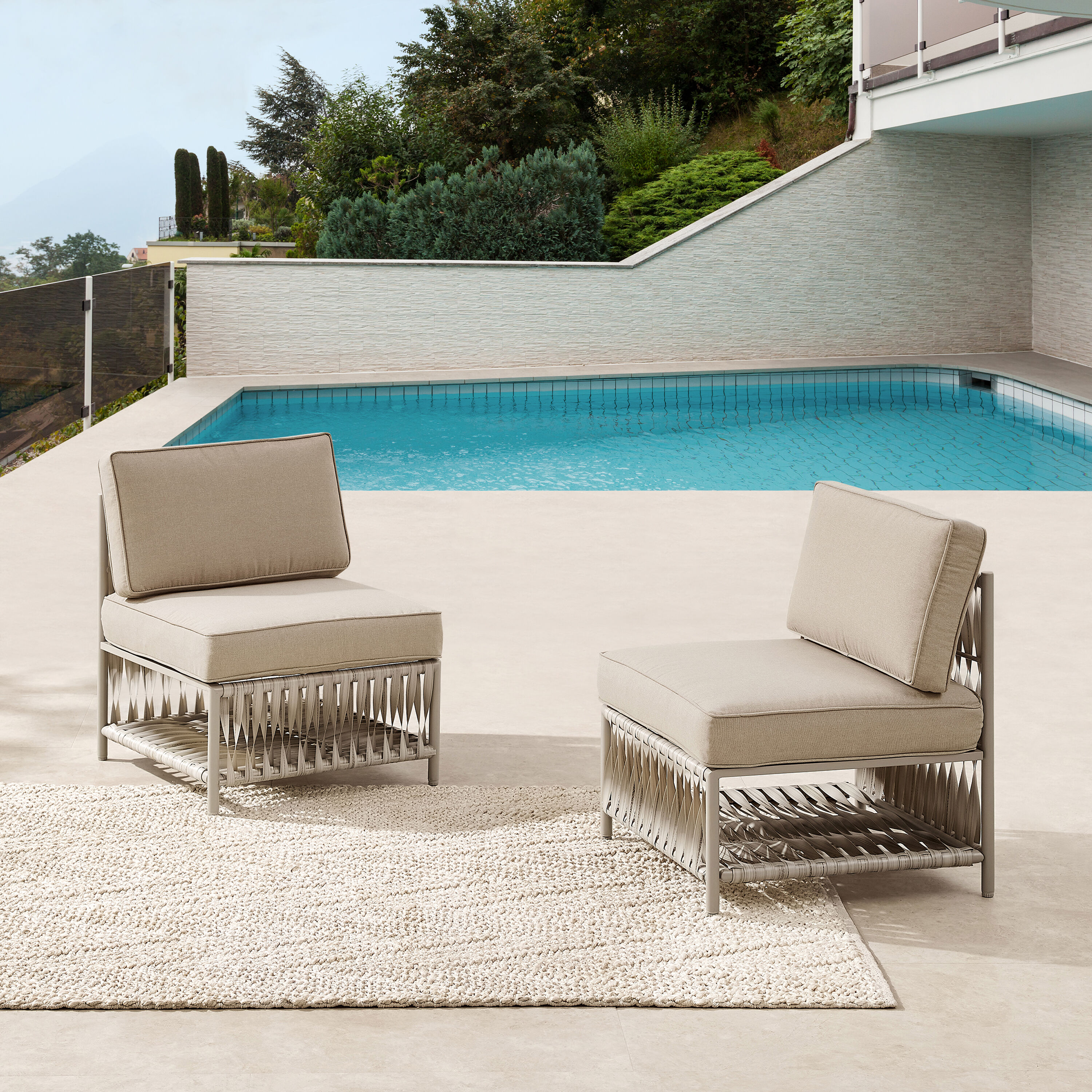 Art Leon CC051-2-OW Patio Sectional Sofa Set Rattan Outdoor Sectional with Off-white Cushions and Iron Frame