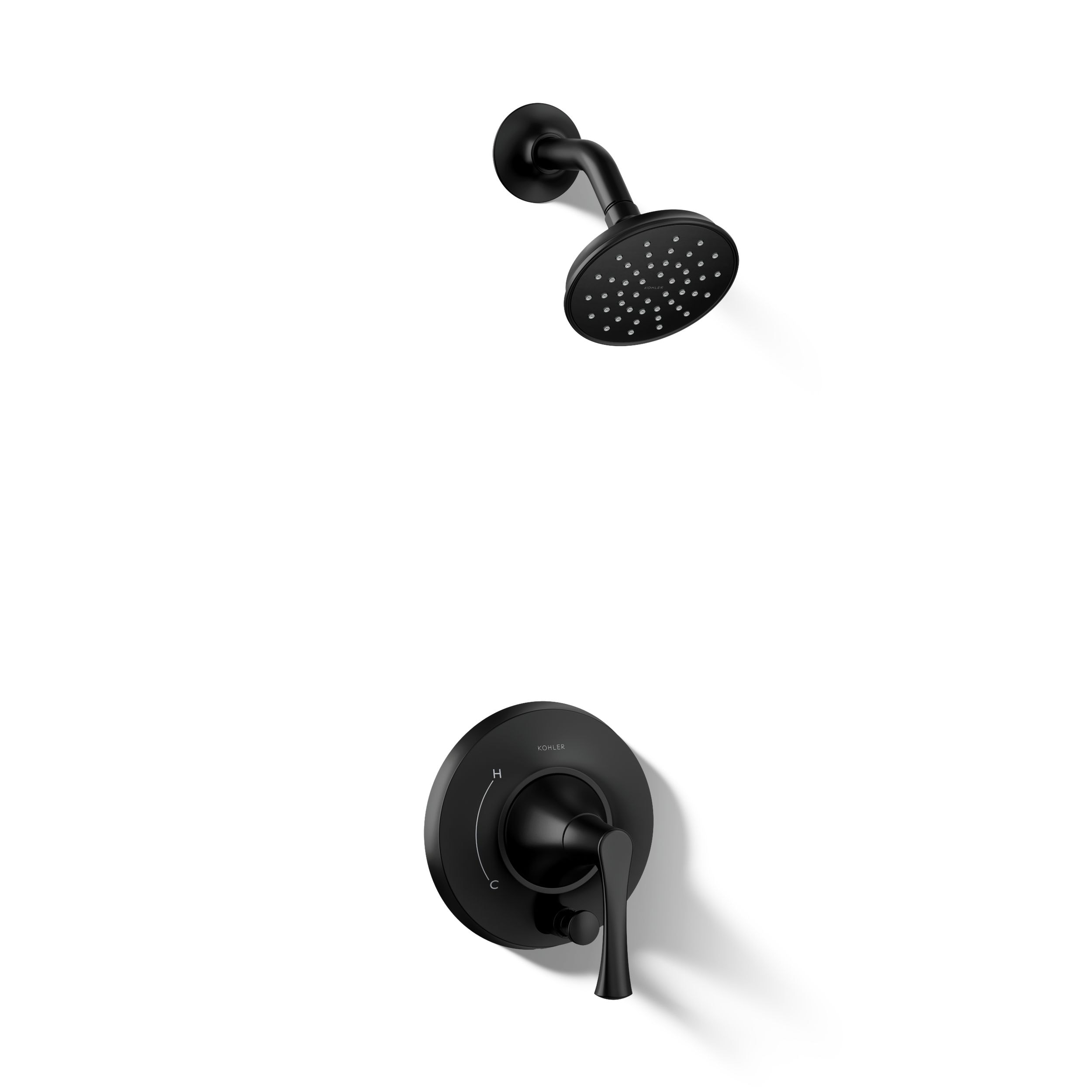 KOHLER Buckley Matte Black 1-handle Single function 4.56-in Round Shower Faucet No (not included)