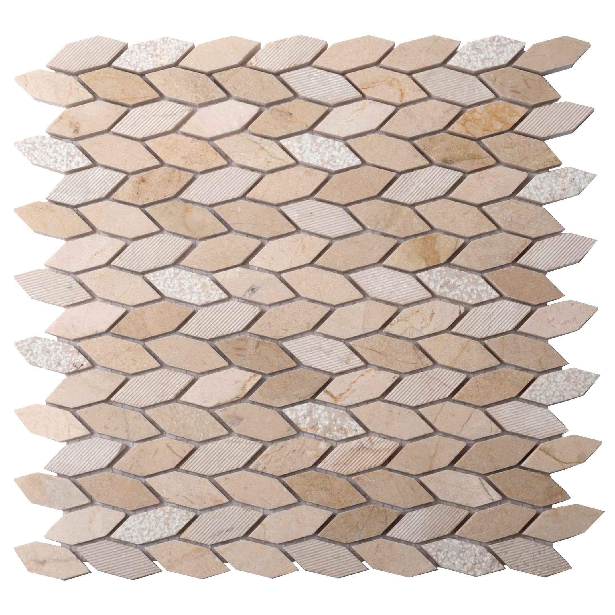 Apollo Tile APLBL8808CMA Sparta Beige 12-in x 12-in Polished Natural stone Patterned Mosaic Floor and Wall Tile ( 4.92-sq ft Carton )