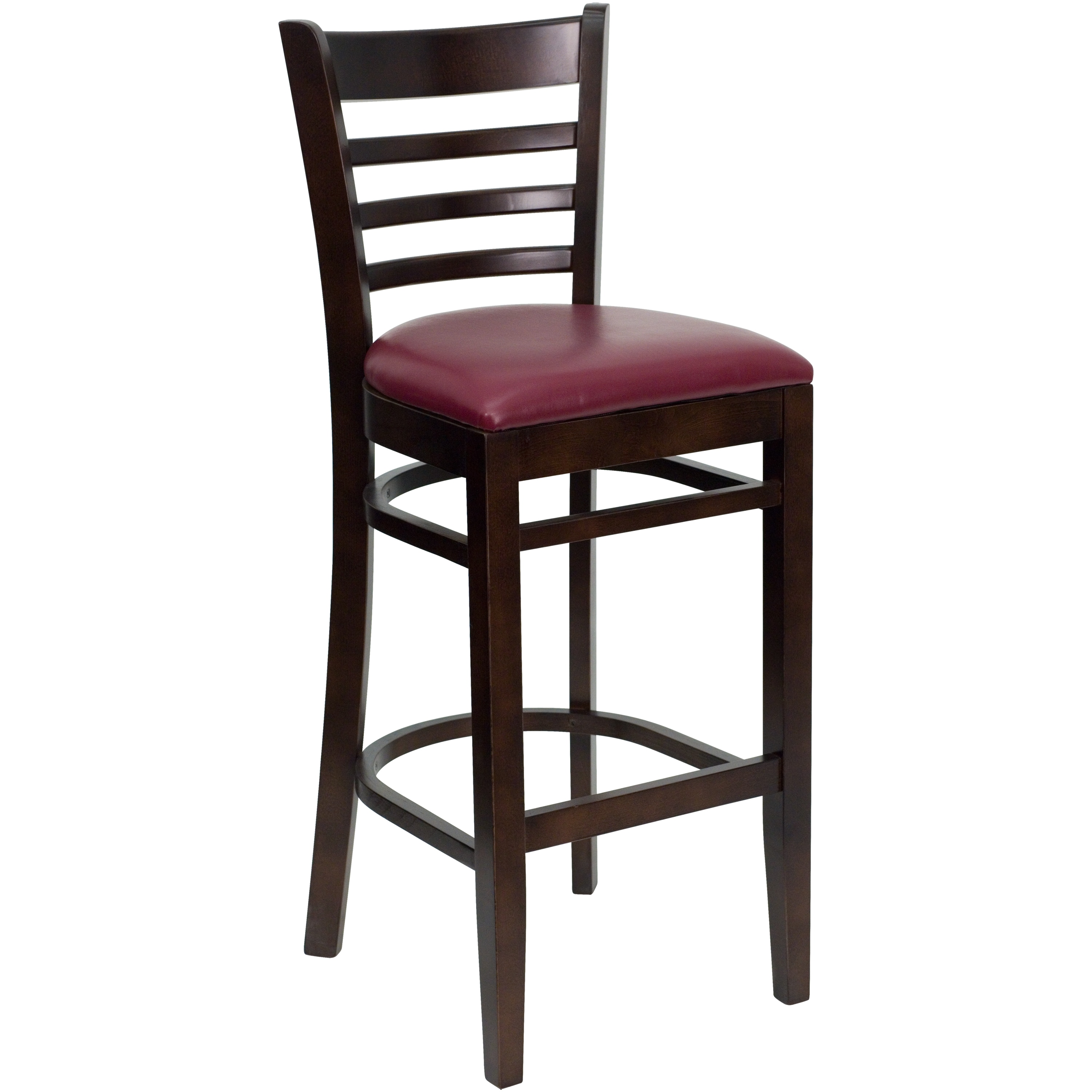 Flash Furniture 812581016475 Burgundy Vinyl Seat/Walnut Wood Frame 31.0-Inches H Bar height Square seat Upholstered Wood Bar Stool and Back