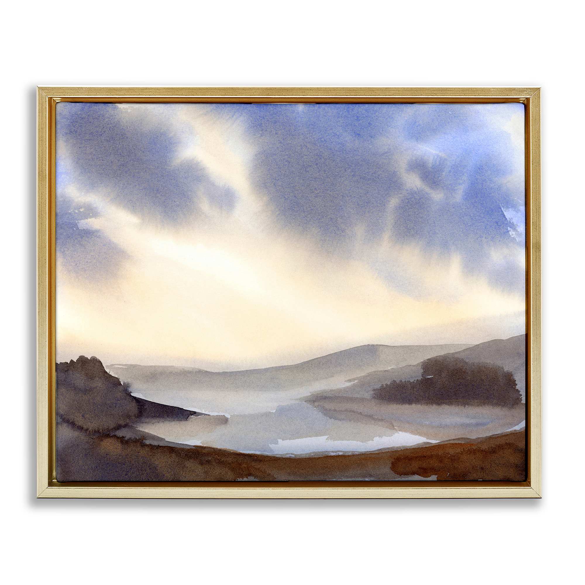 Stupell Industries BS-103-FFG-24X30 Dreamy Bay Inlet Horizon Gold Framed Floater Canvas Wall Art By Ashley Davis 31 x 25