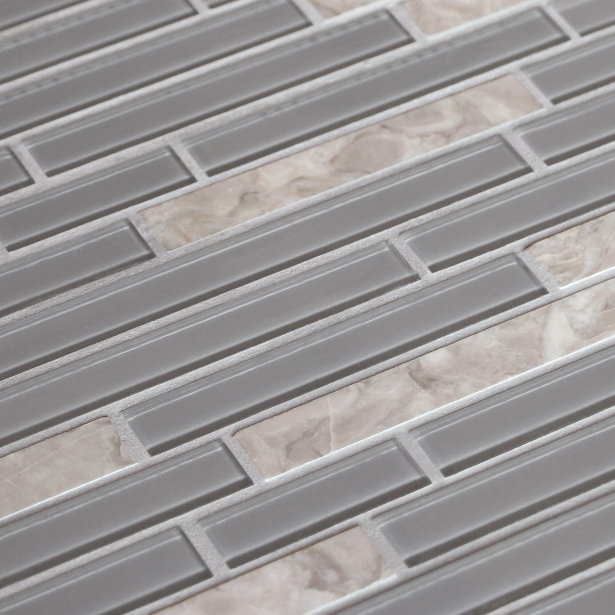 Gray and Black Glass Stone Mosaic Tile 12" x 12"