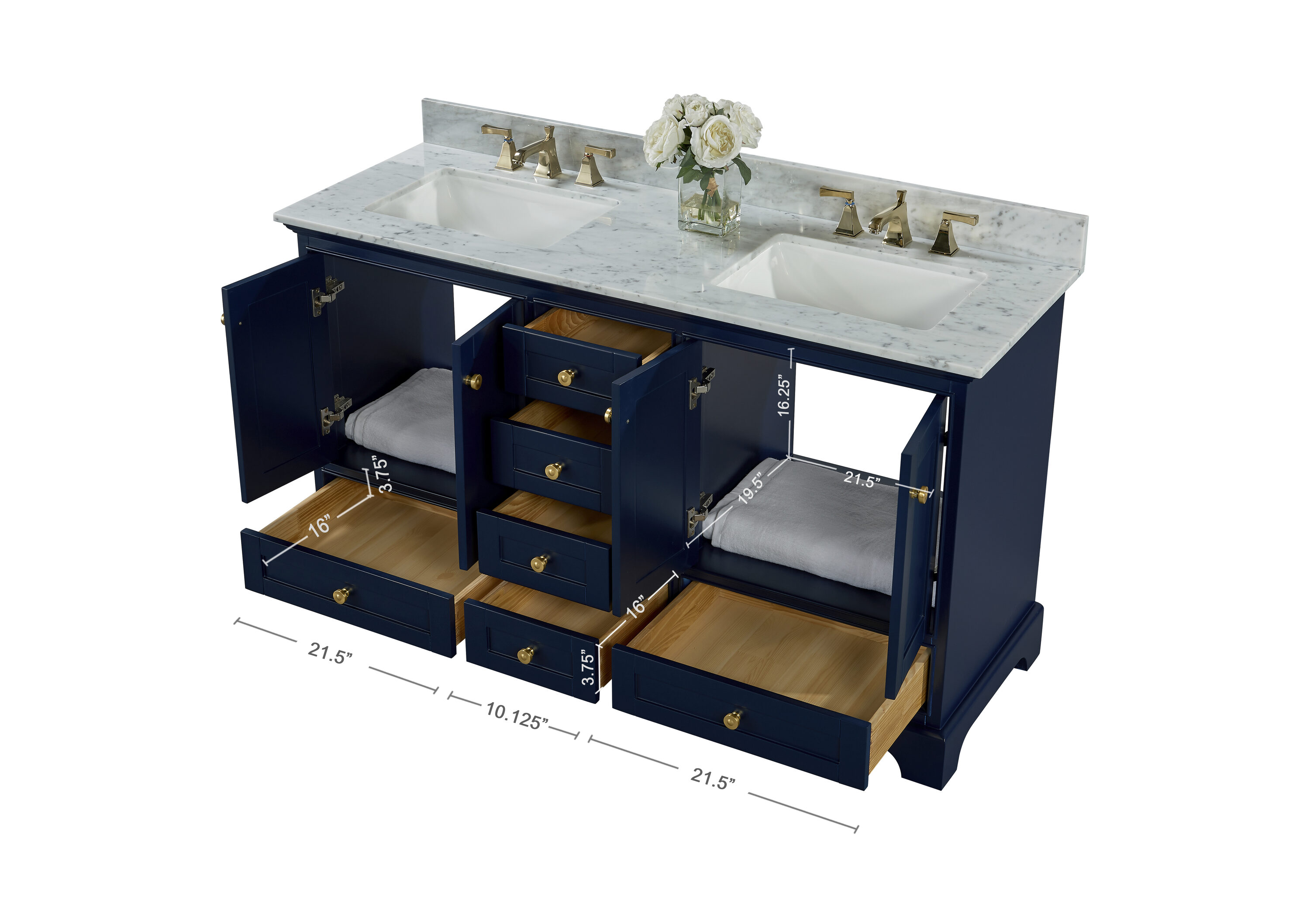 Ancerre Designs VTSAUDREY60HBCWGD Bath-Vanity-Combo - View #7