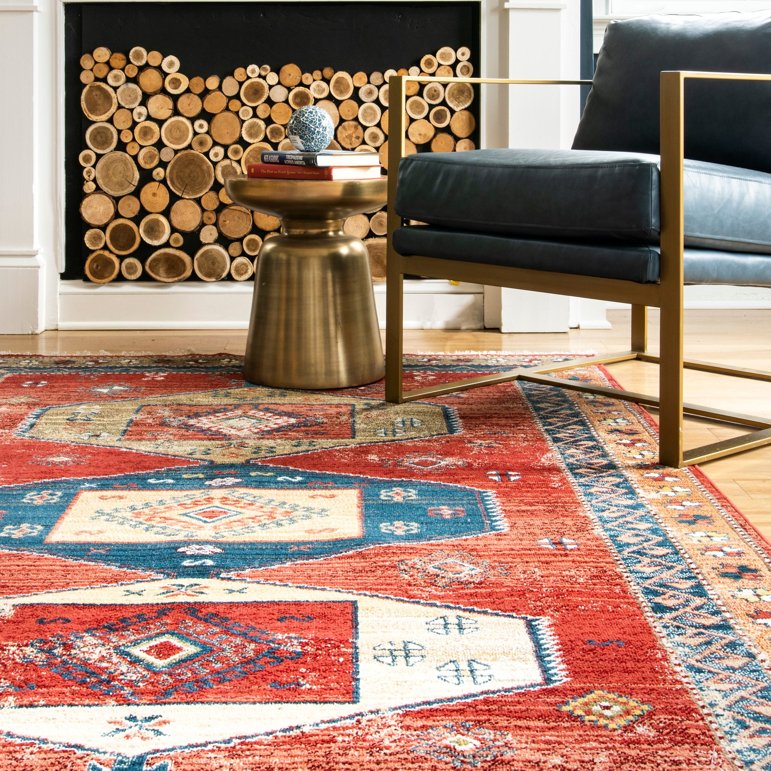 nuLOOM KHTR23A-5075 5 x 8 (ft) Loomed Polypropylene Rust Rectangular Indoor Geometric Area rug