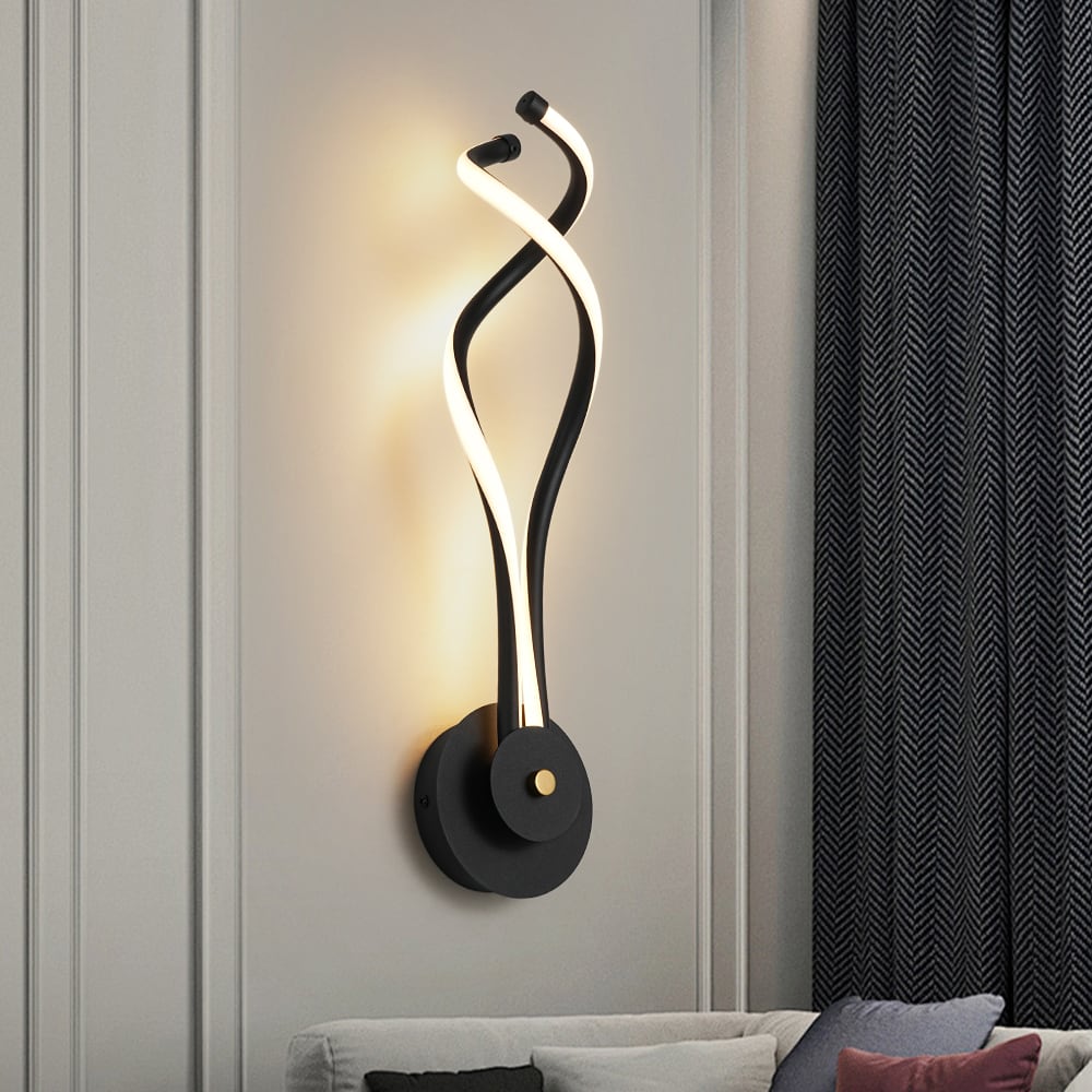 Zicbol 4.72-in W 2 -Light Matte Black Hardwired Damp rated LED Wall Sconce