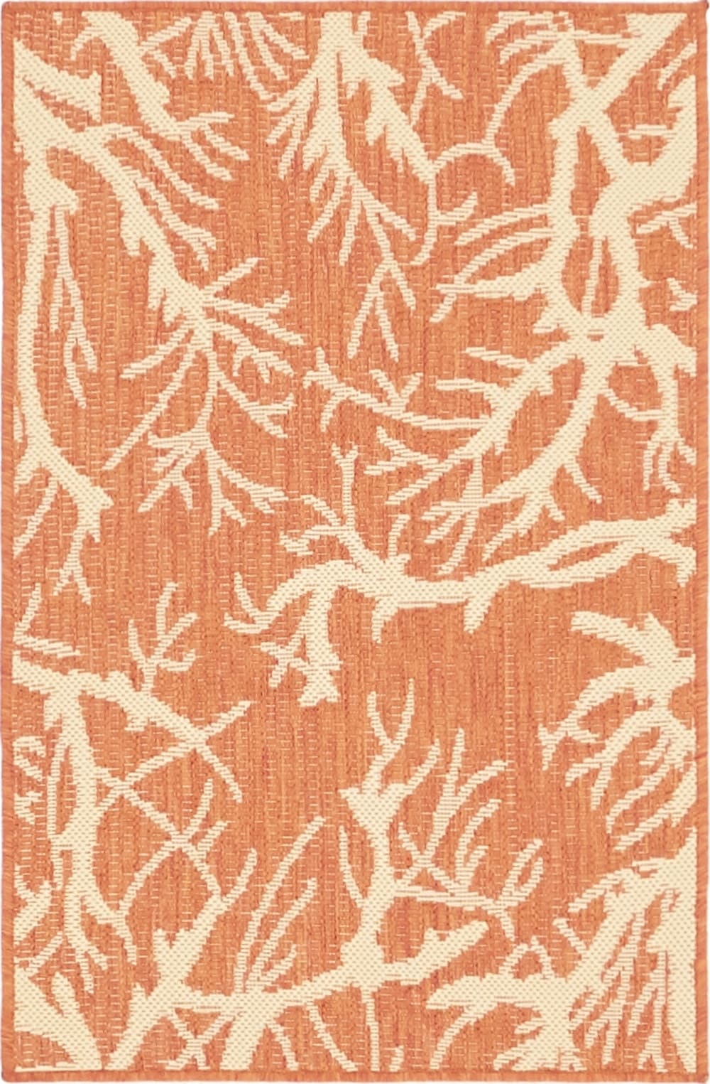 Unique Loom 3140651 Branch Outdoor 2 x 3 (ft) Loomed Polypropylene Terracotta/Beige Rectangular Indoor/Outdoor Floral/Botanical Area rug
