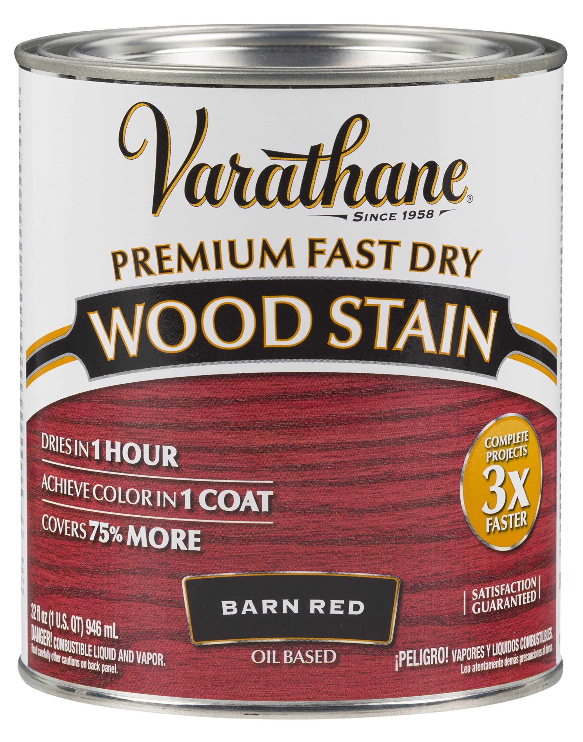 Varathane Premium Fast Dry Wood Stain Quart Barn Red - New #300716481606-A130
