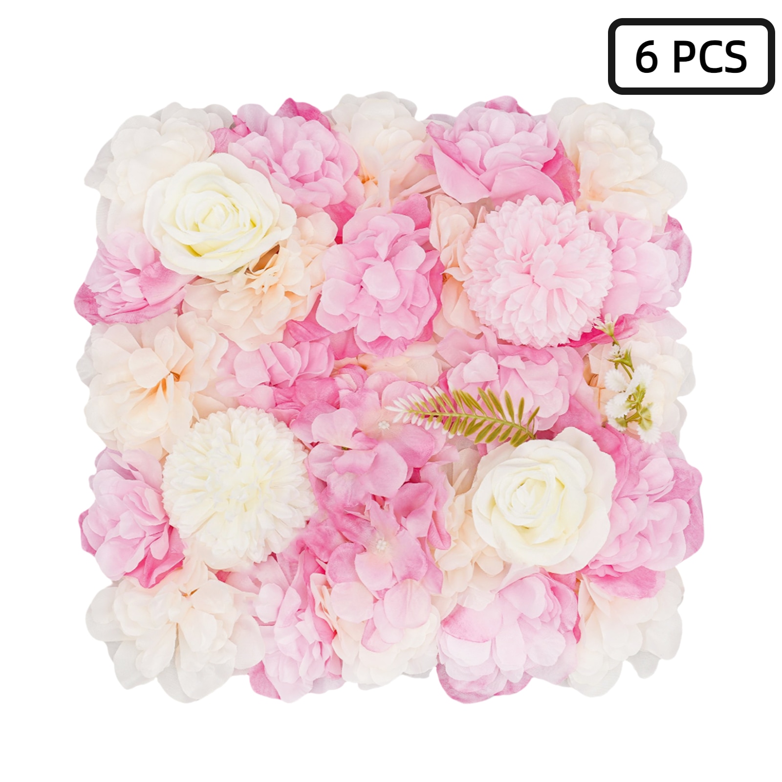 CNCEST 14.96-in W x 14.96-in H 6 Pcs Pink-champagne Roses Flower Panels ...