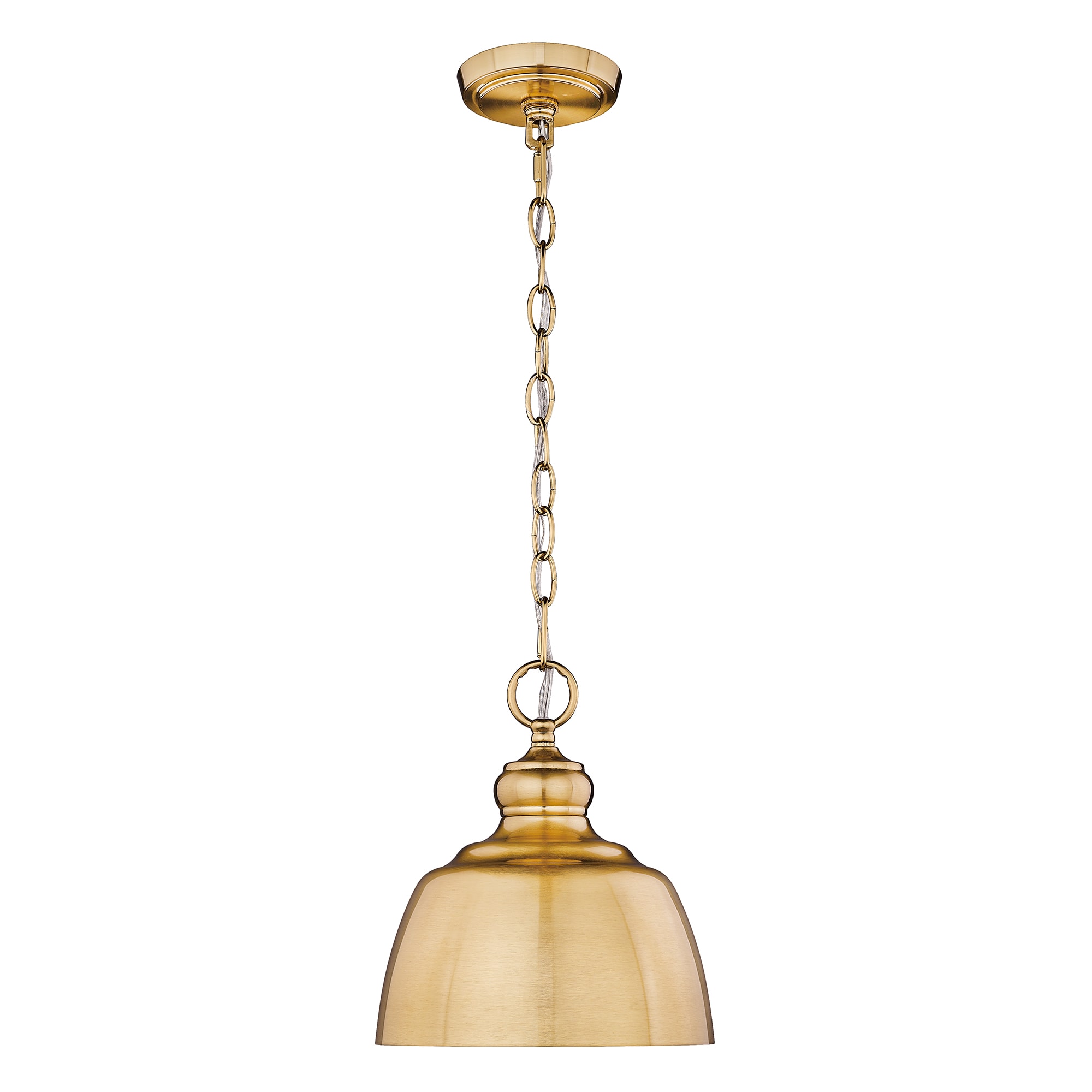 Golden Lighting 0316-M1L MBG Holmes Modern Brushed Gold Farmhouse Dome Medium Hanging Pendant light