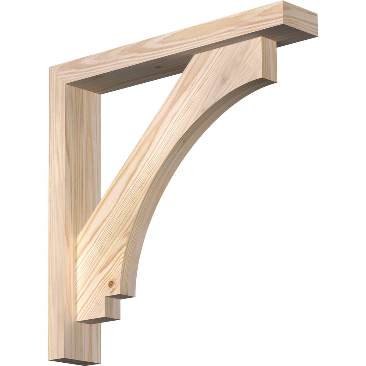 Ekena Millwork 1462916 Imperial Block Smooth Bracket with Offset Brace 3-1/2-in x 20-in x 20-in Douglas fir Brown Wood Standard bracket