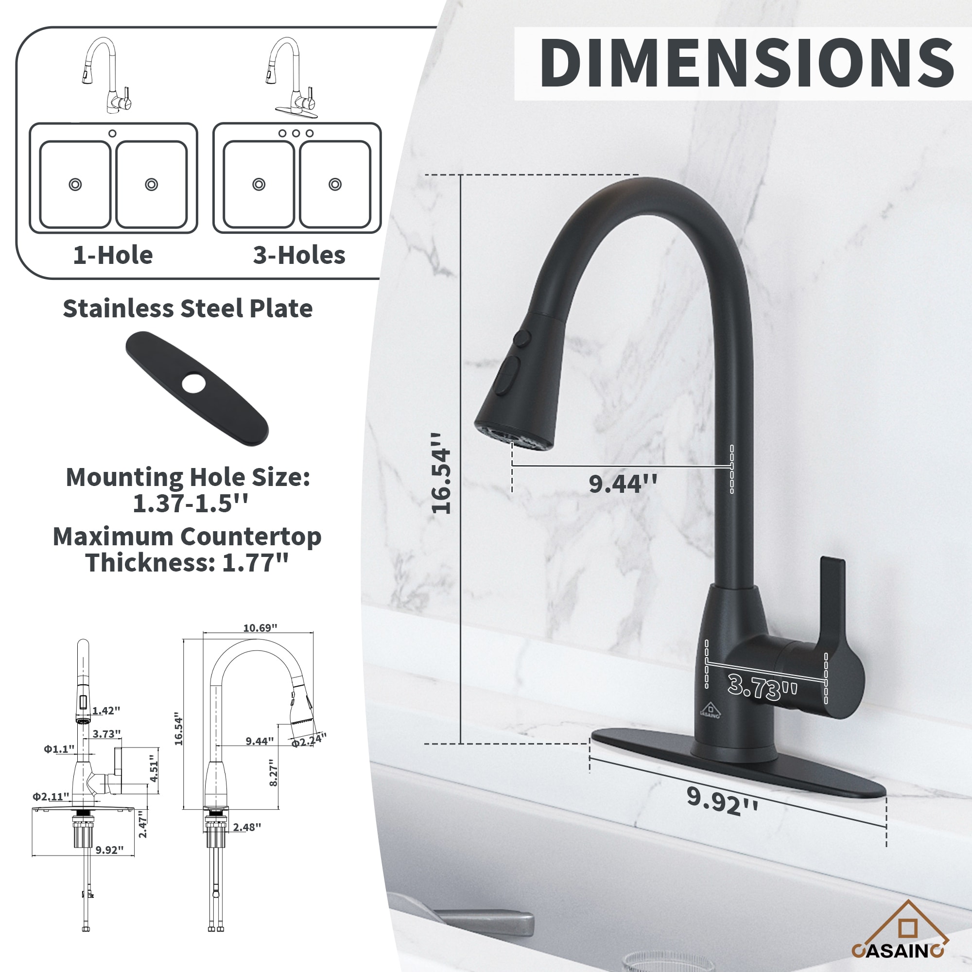 CASAINC CA-D0574-MW Kitchen-Faucets - View #6