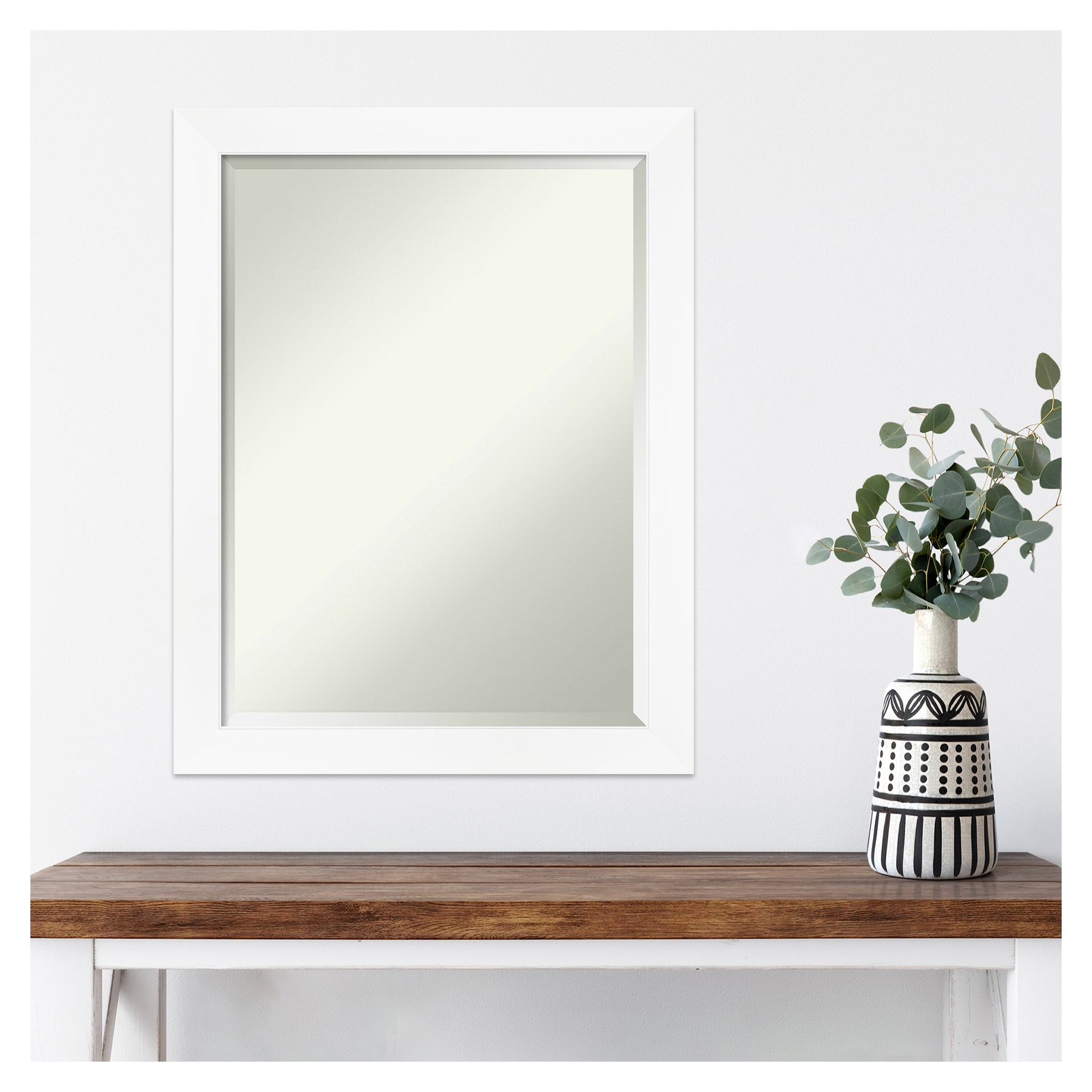 Cabinet White Rectangular Polystyrene Framed Wall Mirror