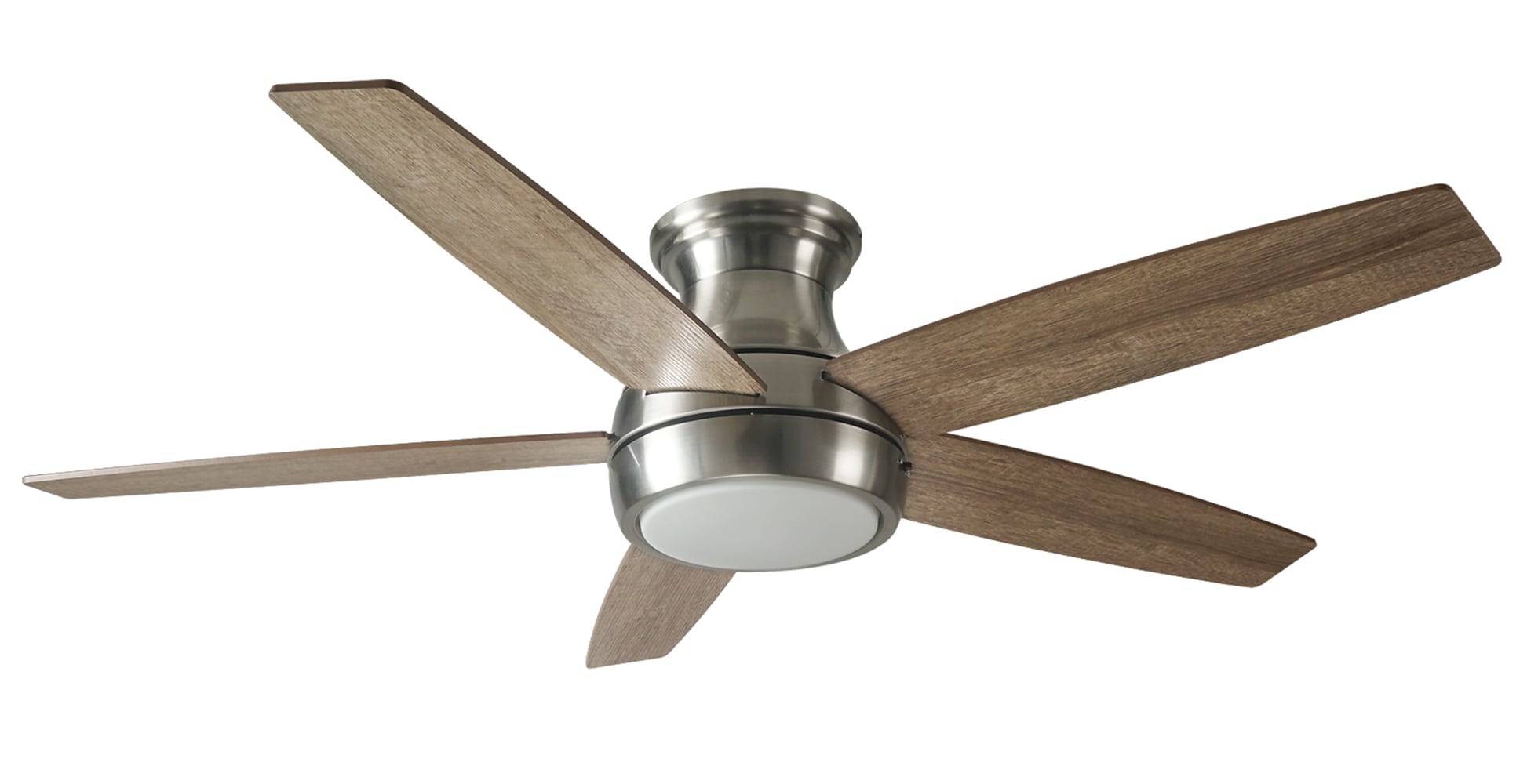 Good Housekeeping 63011R-BN Lanier Falls 52-in Integrated LED Flush Mount Brushed Nickel with Hickory Heritage Grey Blades and Remote ( 5 -Blade )