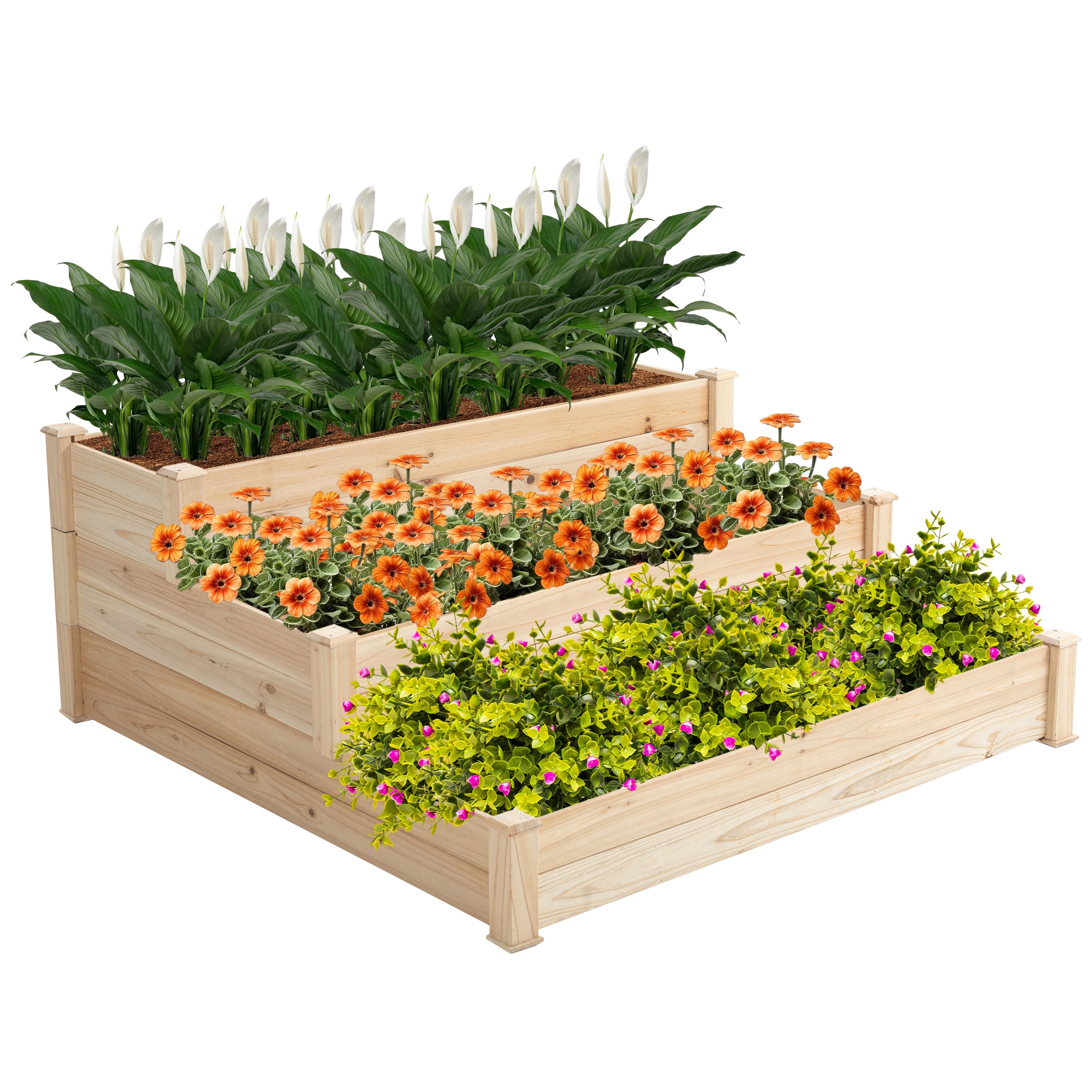 Flynama J-V-591388 48.6-in W x 48.6-in L x 21-in H Natural Wood Raised Garden Bed