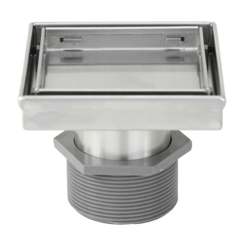 eModernDecor TZSD-4-TI Shower Square Linear Drain 4-in and 2-sided Reversible Tile Insert Grate and Brushed 304 Stainless Steel