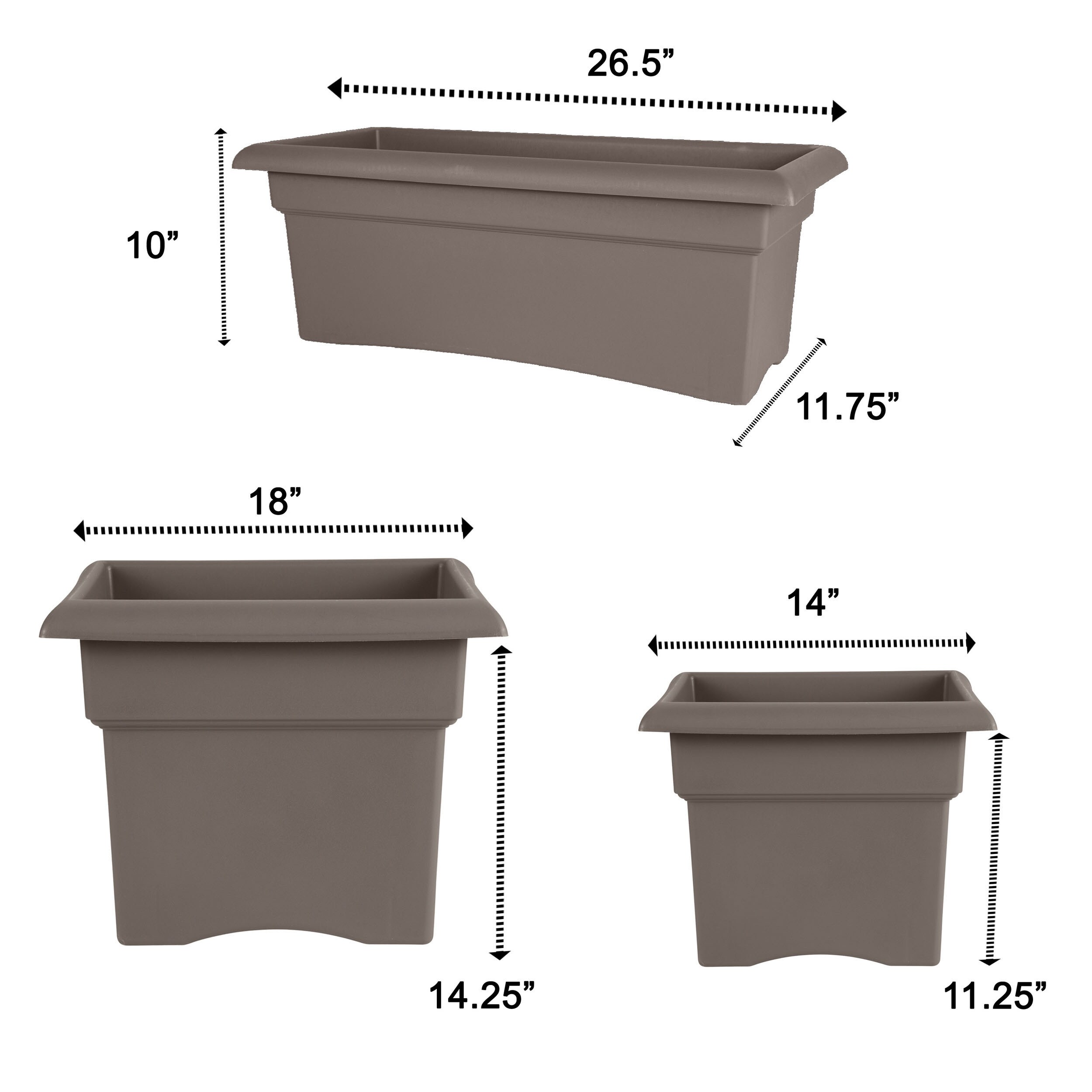 Bloem Medium (8-25-Quart) Charcoal Gray Plastic Planter in the Pots ...