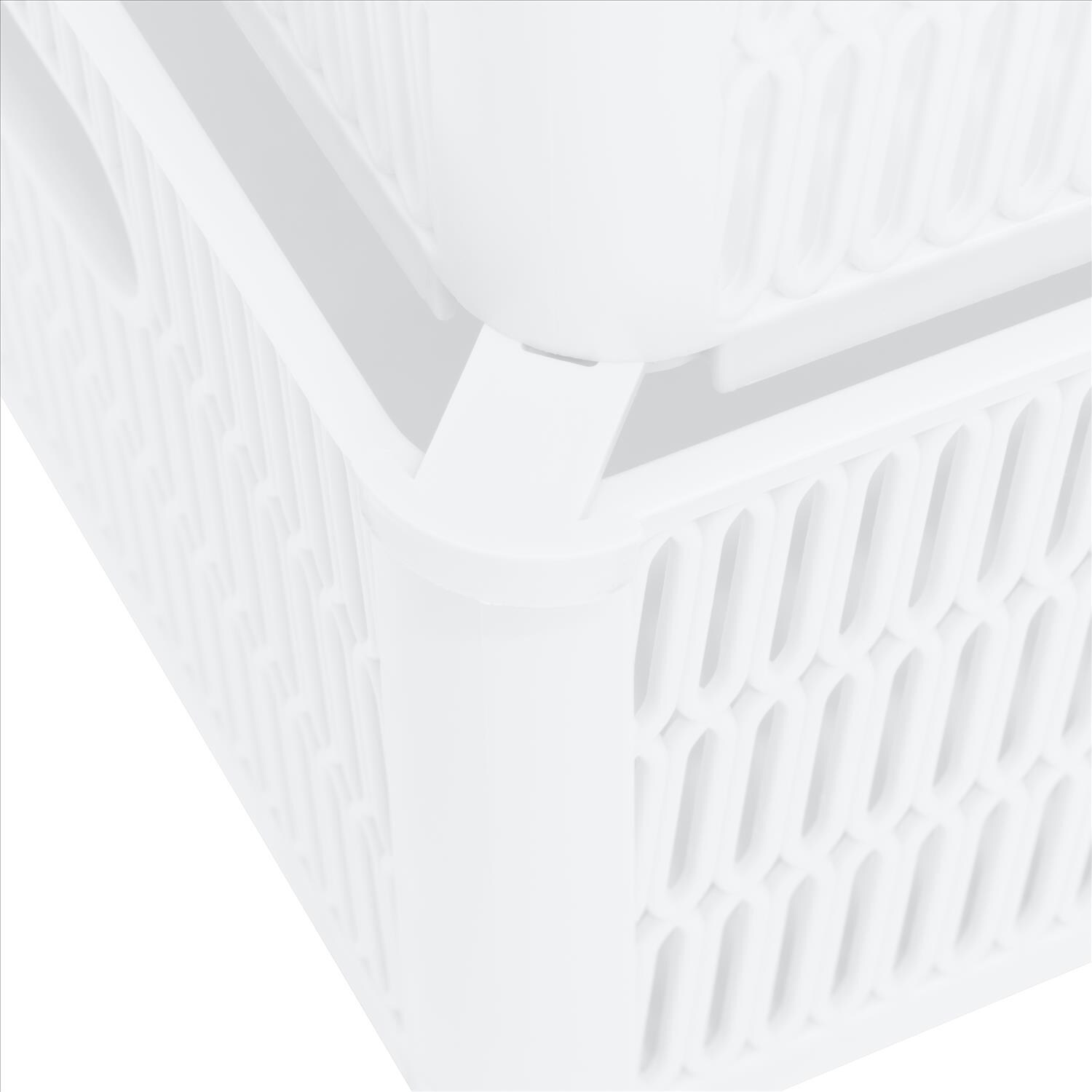 Simplify 4 Pack Slide 2 Stack It Small Plastic Storage Tote Baskets in  White 