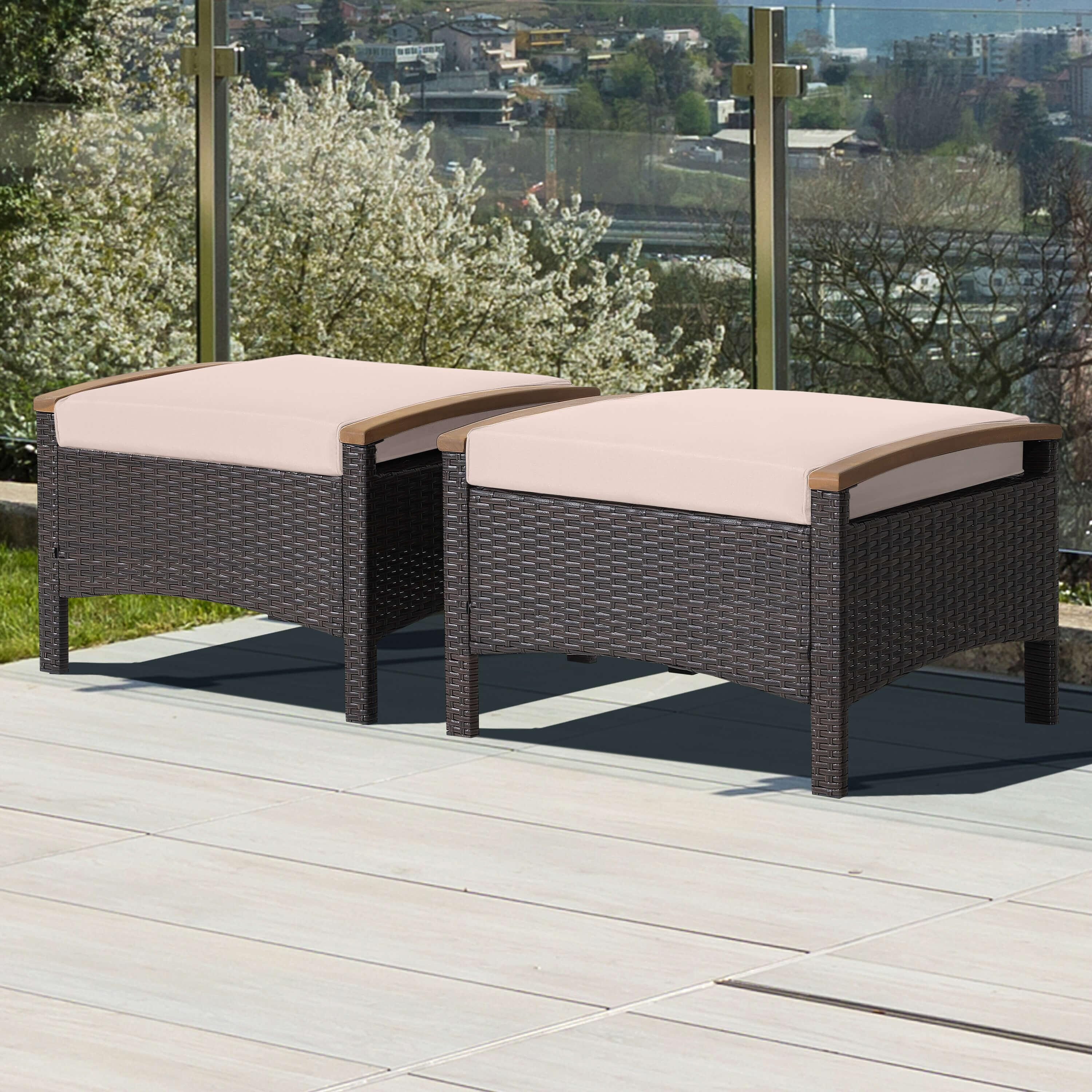 BABOOM BOM-0512BN-CO Patio Ottoman Brown Steel Ottoman