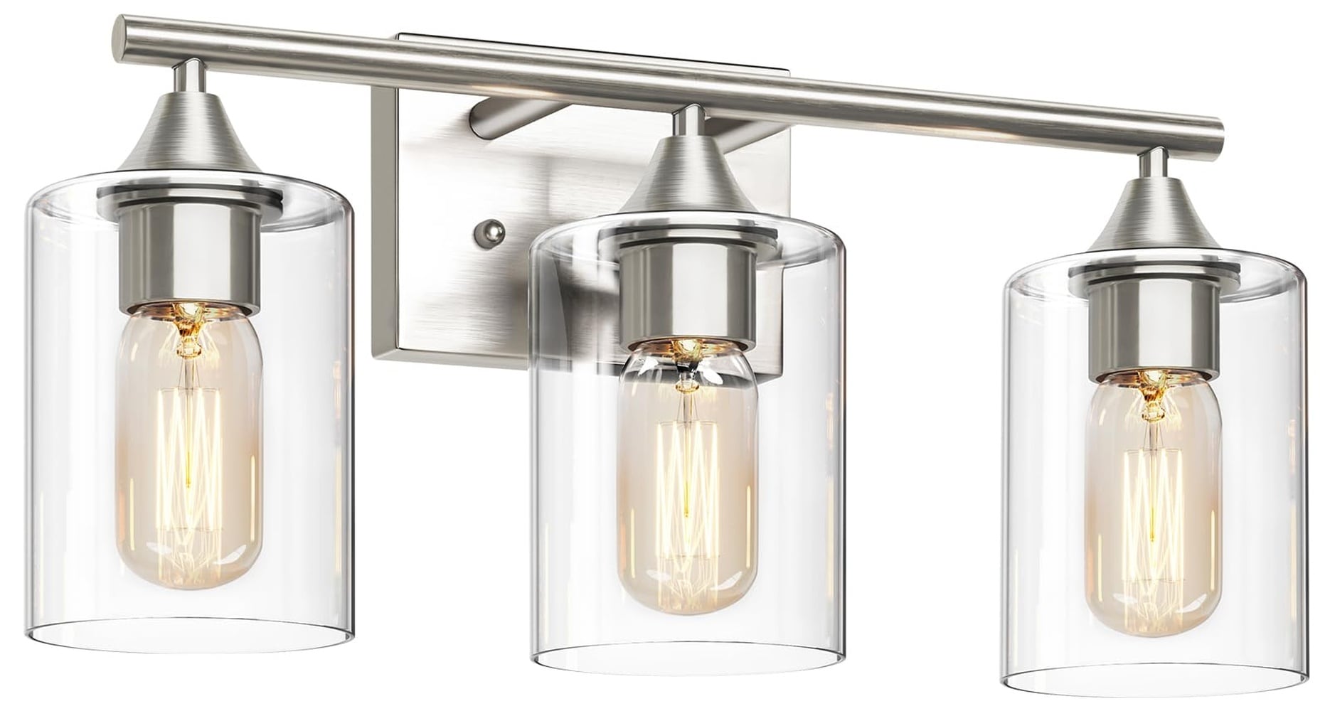 Aoibox  3 Light Brushed Nickel Bathroom Vanity Light with Clear Glass Shades E26 Wall Fixture Lighting Fixtures Brushed
