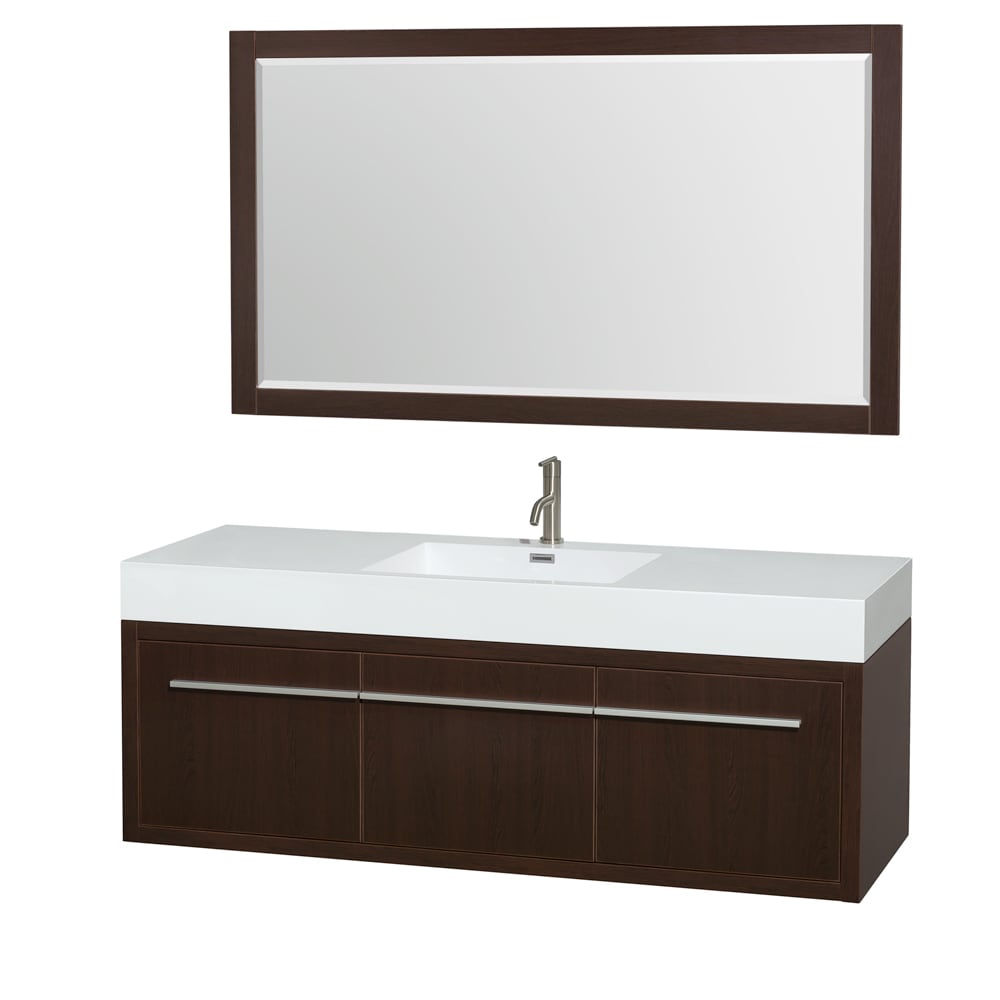 Wyndham Collection WCR430060SESARINTM58 Axa 60-in Espresso Single Sink Bathroom Vanity with White Top (Mirror Included)