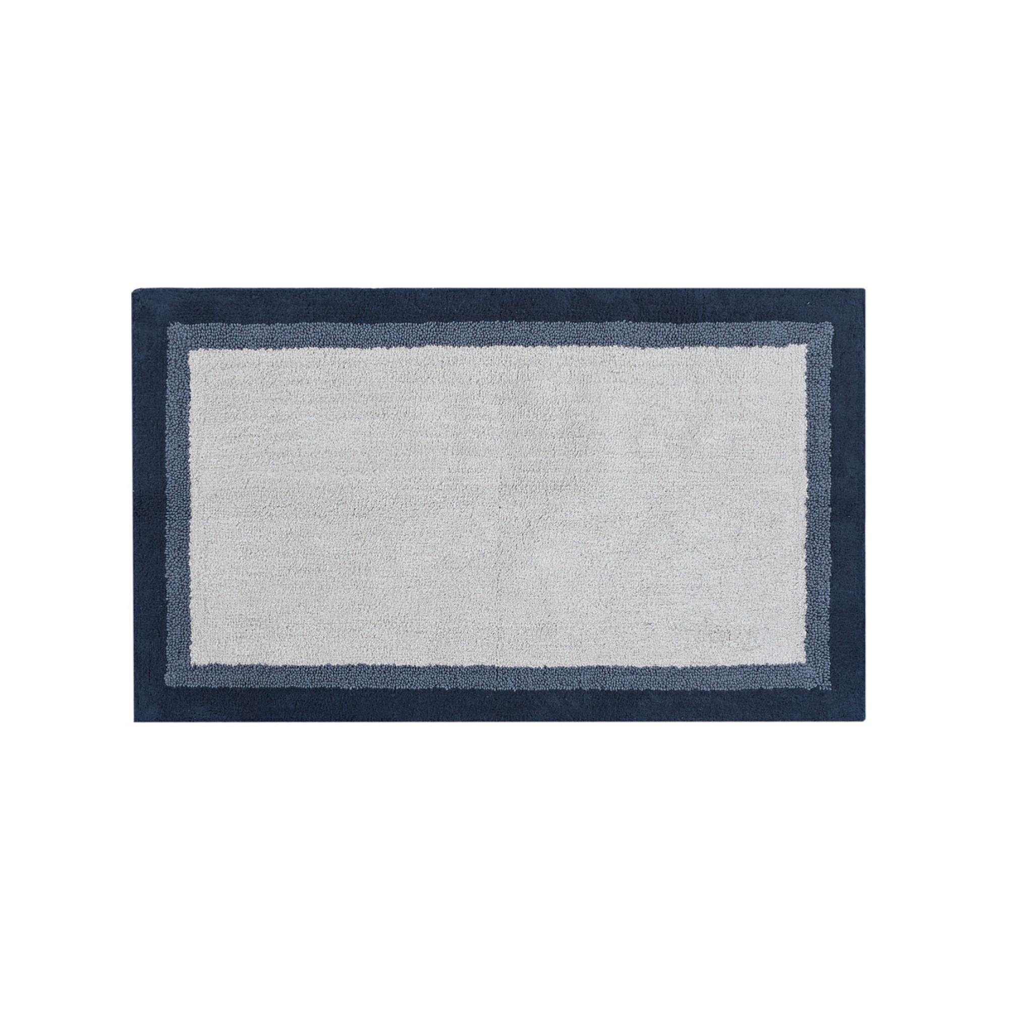 Roomfitters  45x27 Inch Cotton Tufted Bath Rug Large Absorbent Bordered Bathroom Mat Black