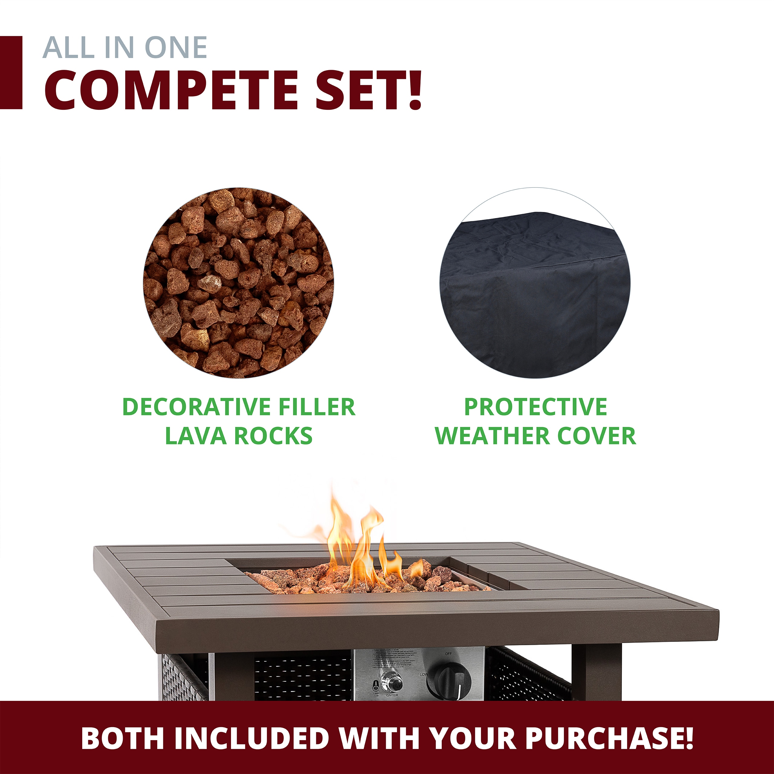 Kinger Home FP-005TBRN-SET-RED Patio-Conversation-Sets - View #10