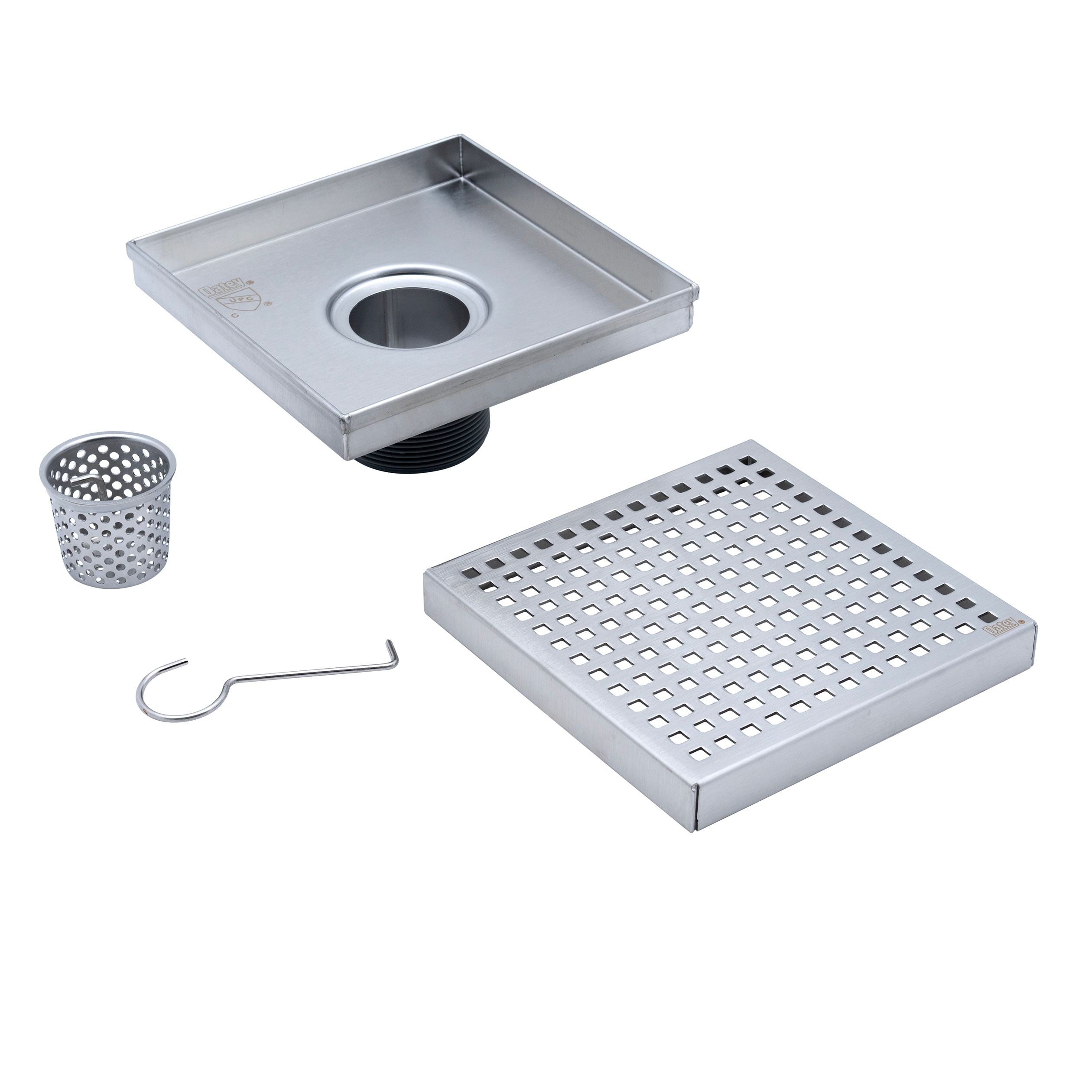 Oatey Vivante 6-in Stainless Steel Square Shower Drain with Square ...