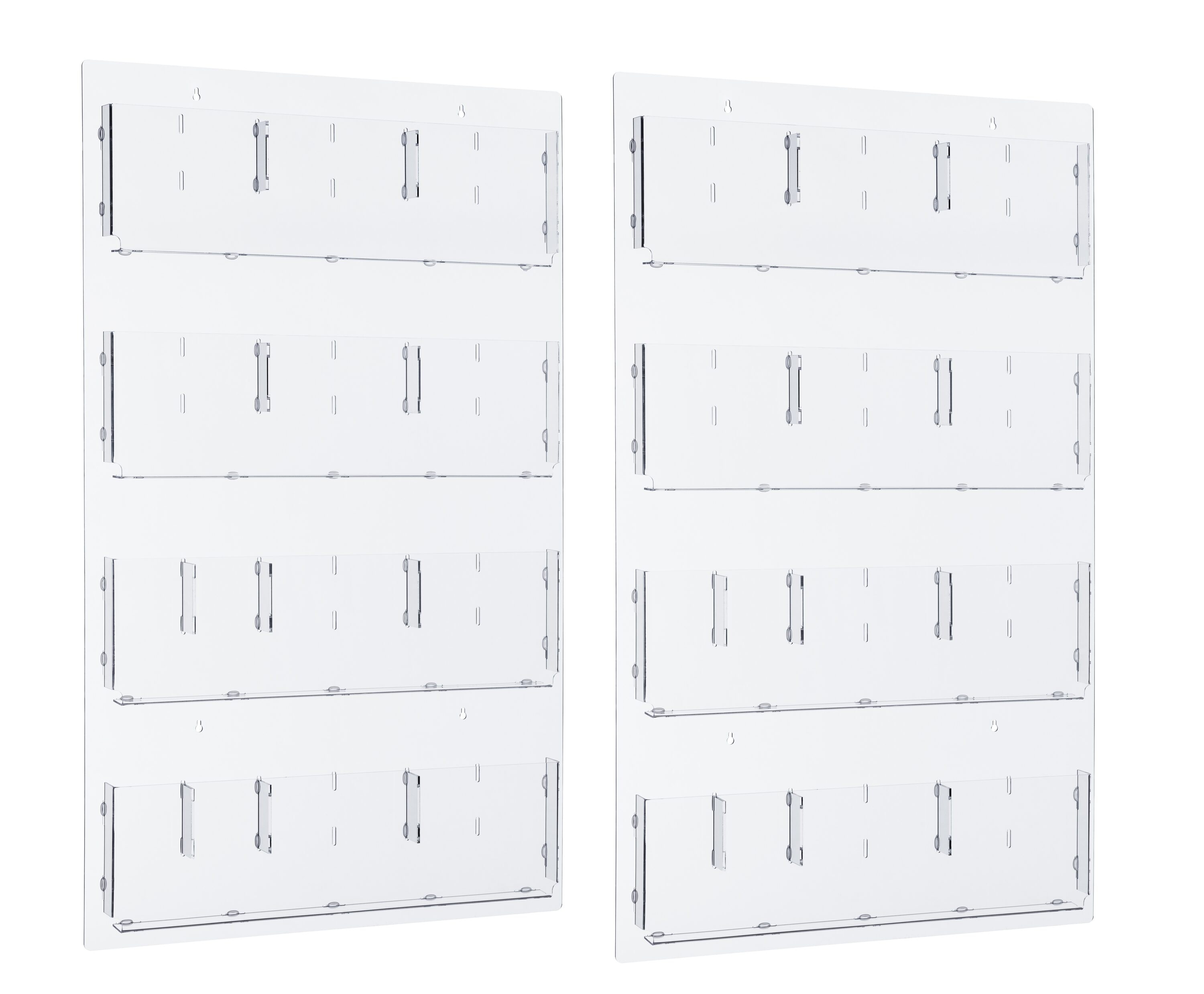AdirOffice 640-2948-CLR-2PK 29-in L x 2-in D x 48-in H Clear Acrylic Rectangular Magazine rack