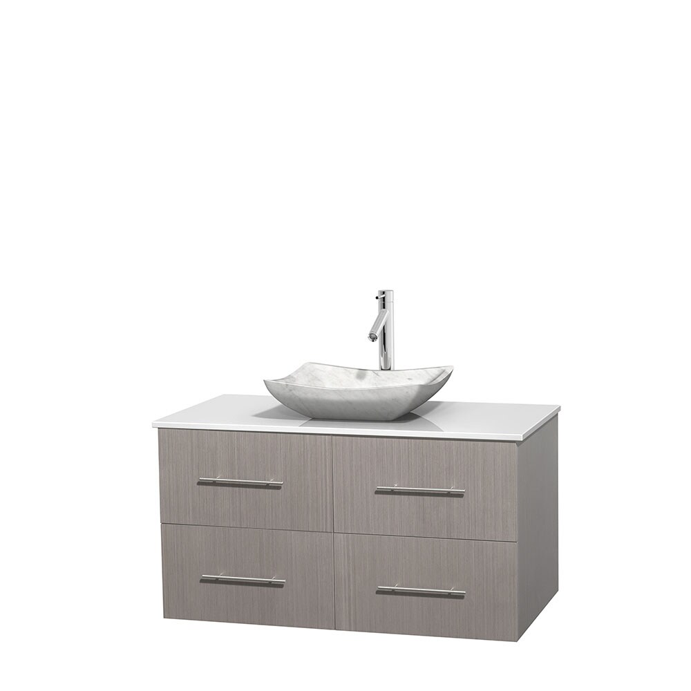 Wyndham Collection Centra 42-in Gray Oak Single Sink Bathroom Vanity ...