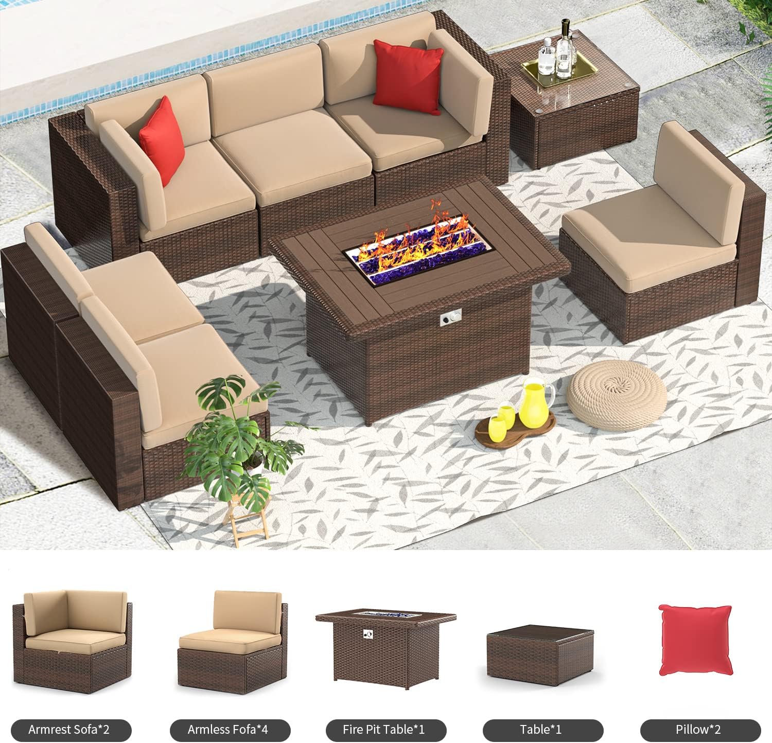 AOXUN G12035BRAC+G25007BR Patio-Conversation-Sets - View #3