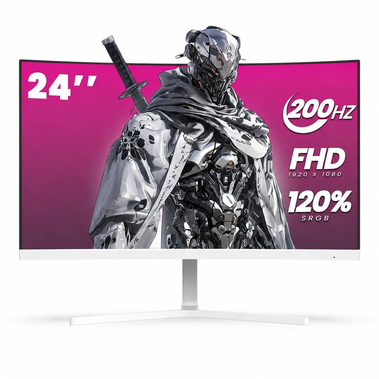 Etokfoks  24 inch curved gaming computer monitor FHD 1920x1080 display 200Hz refresh 2800R FreeSync 120 percent sRGB thin bezel HDMI DP VESA