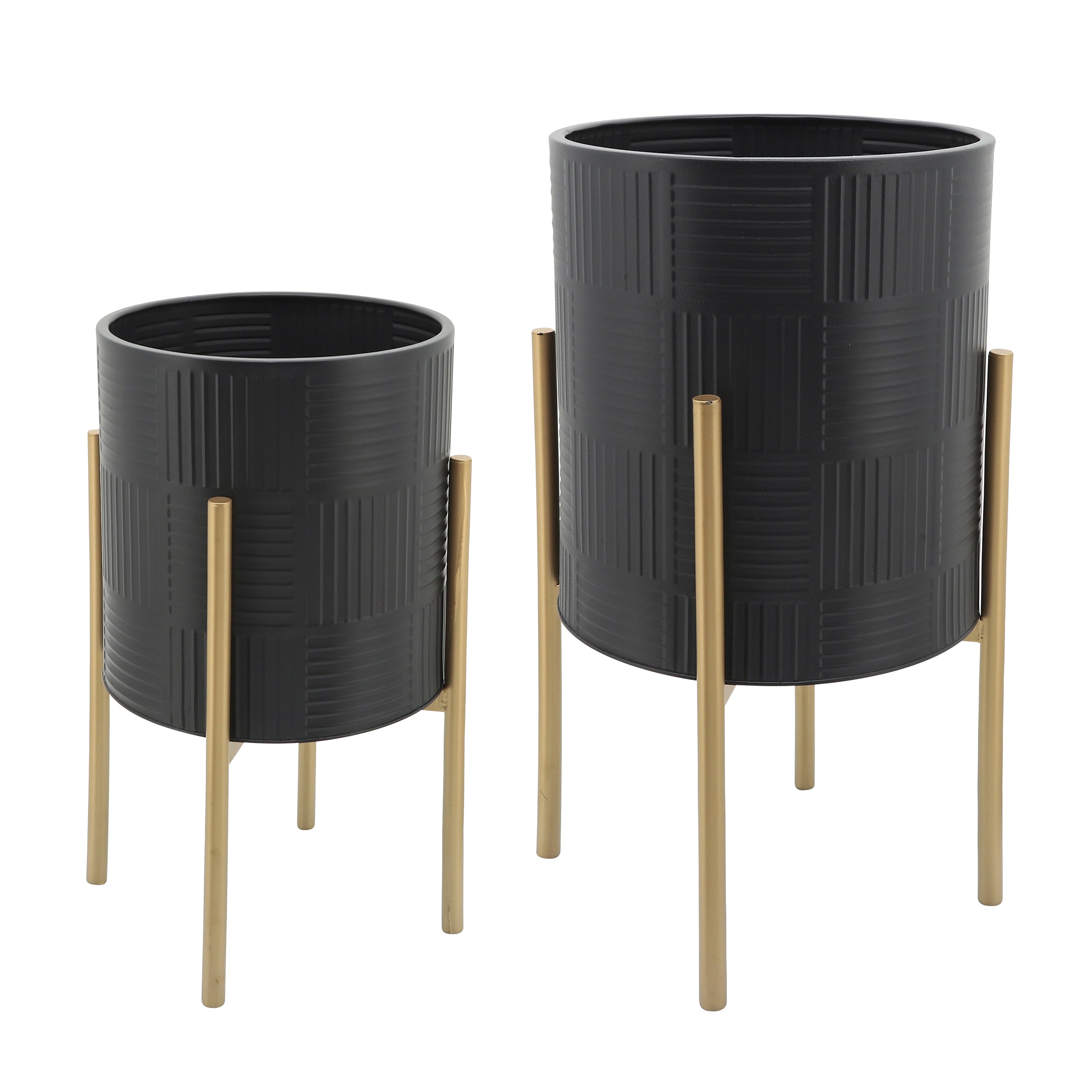 Kahomvis HDA-QPB0-791 Round 14.0-in W Medium Black Metal Indoor/Outdoor Planter