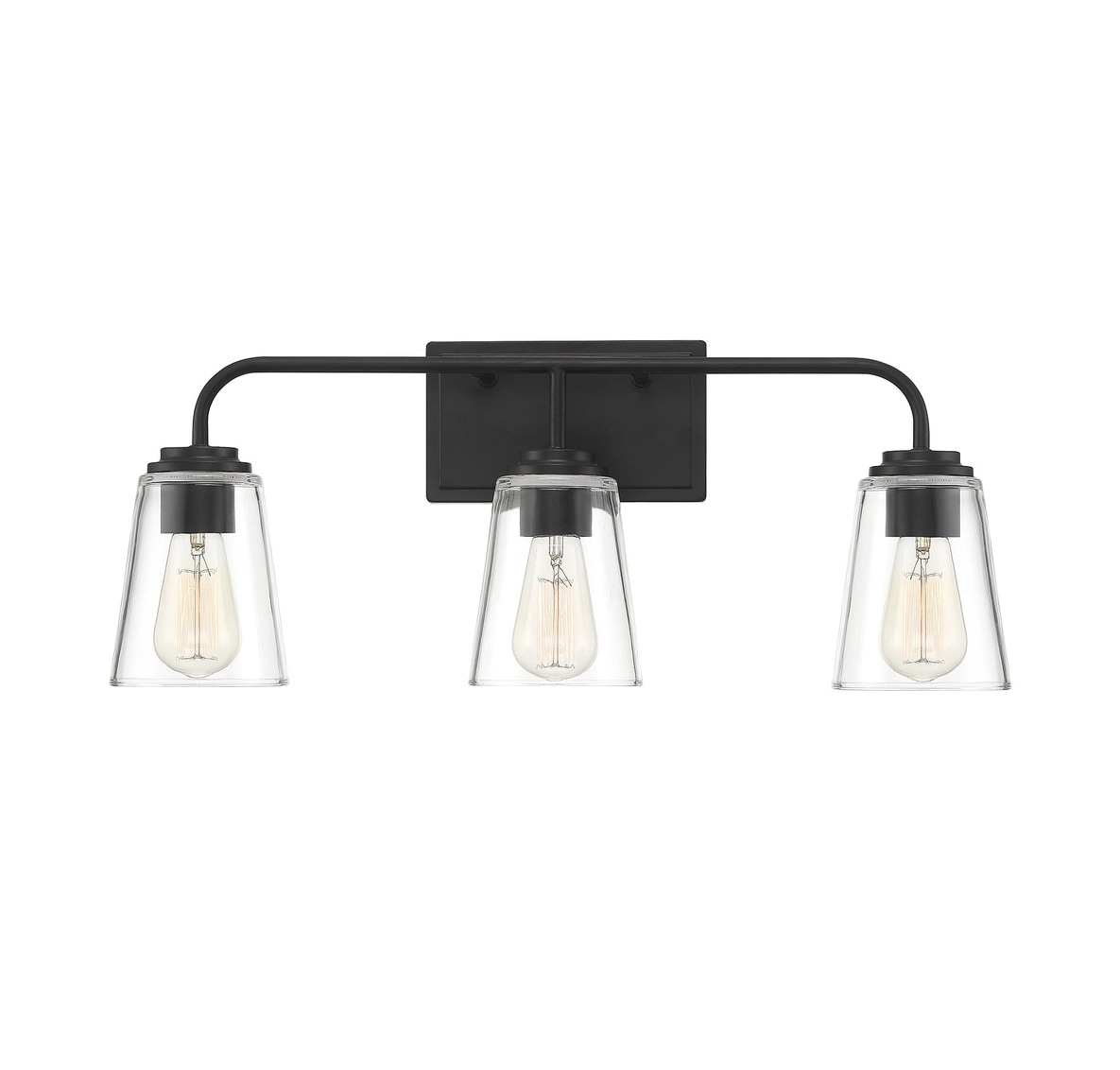 Meridian Lite Trends M80044MBK Meridian 24-in 3 -Light Matte Black Farmhouse Vanity light