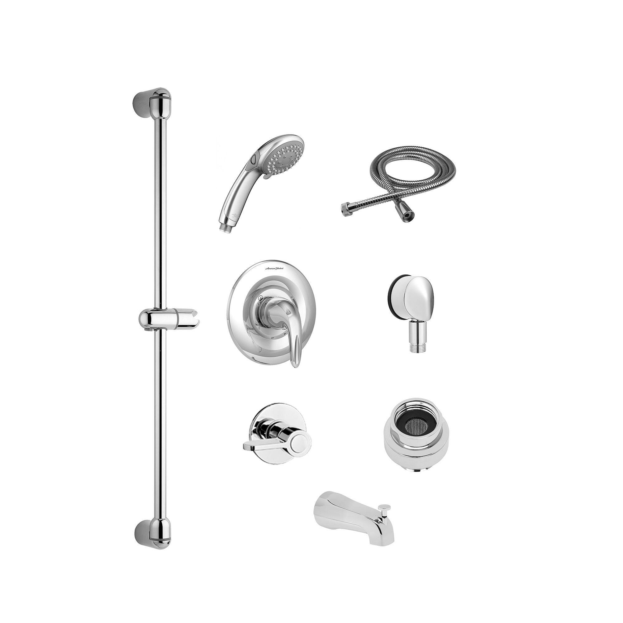 American Standard Flash Polished Chrome Shower Faucet Bar System with 2-way Diverter