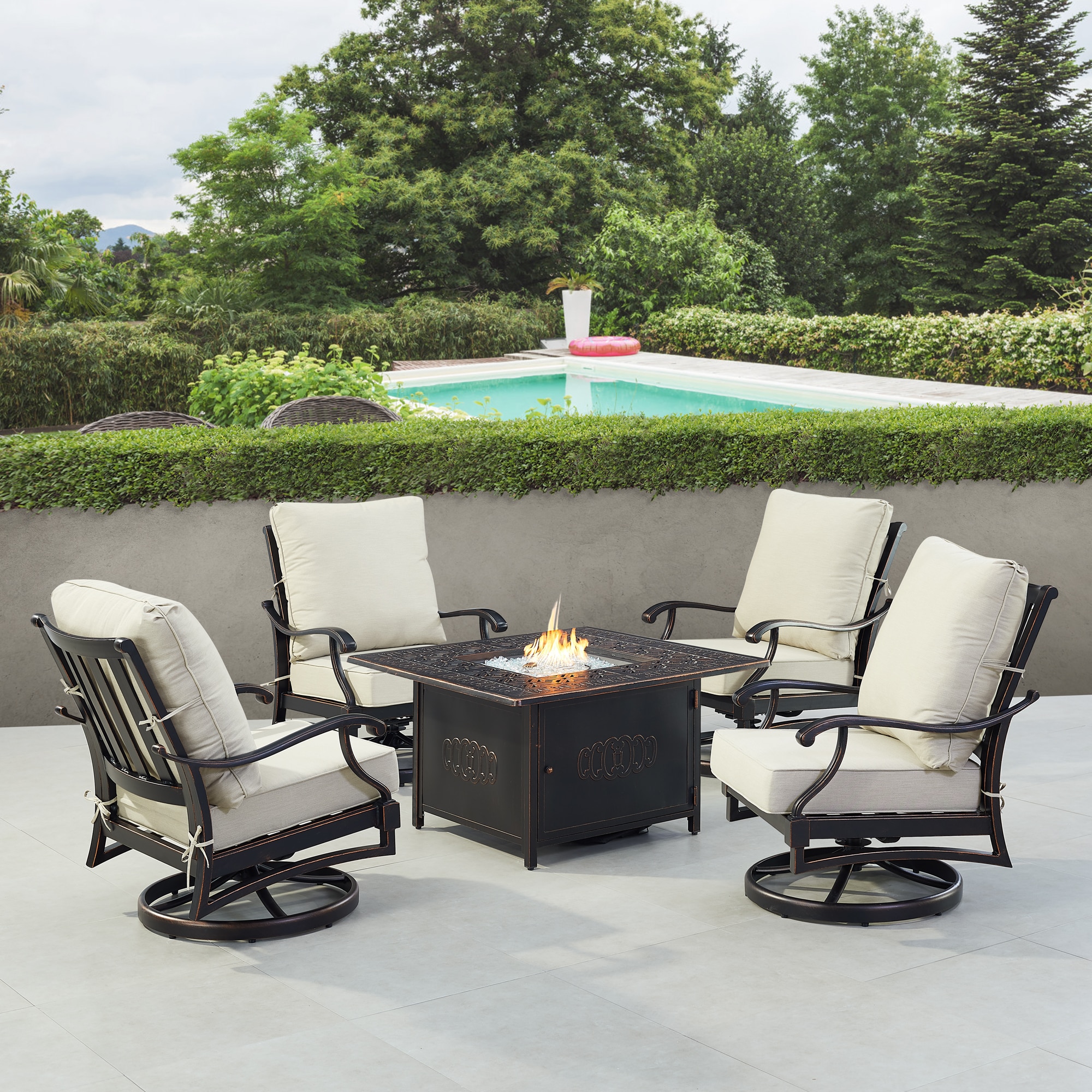 Oakland Living SHAO4CHRONINLGCUA 14-Piece Patio Conversation Set with Gray Cushions