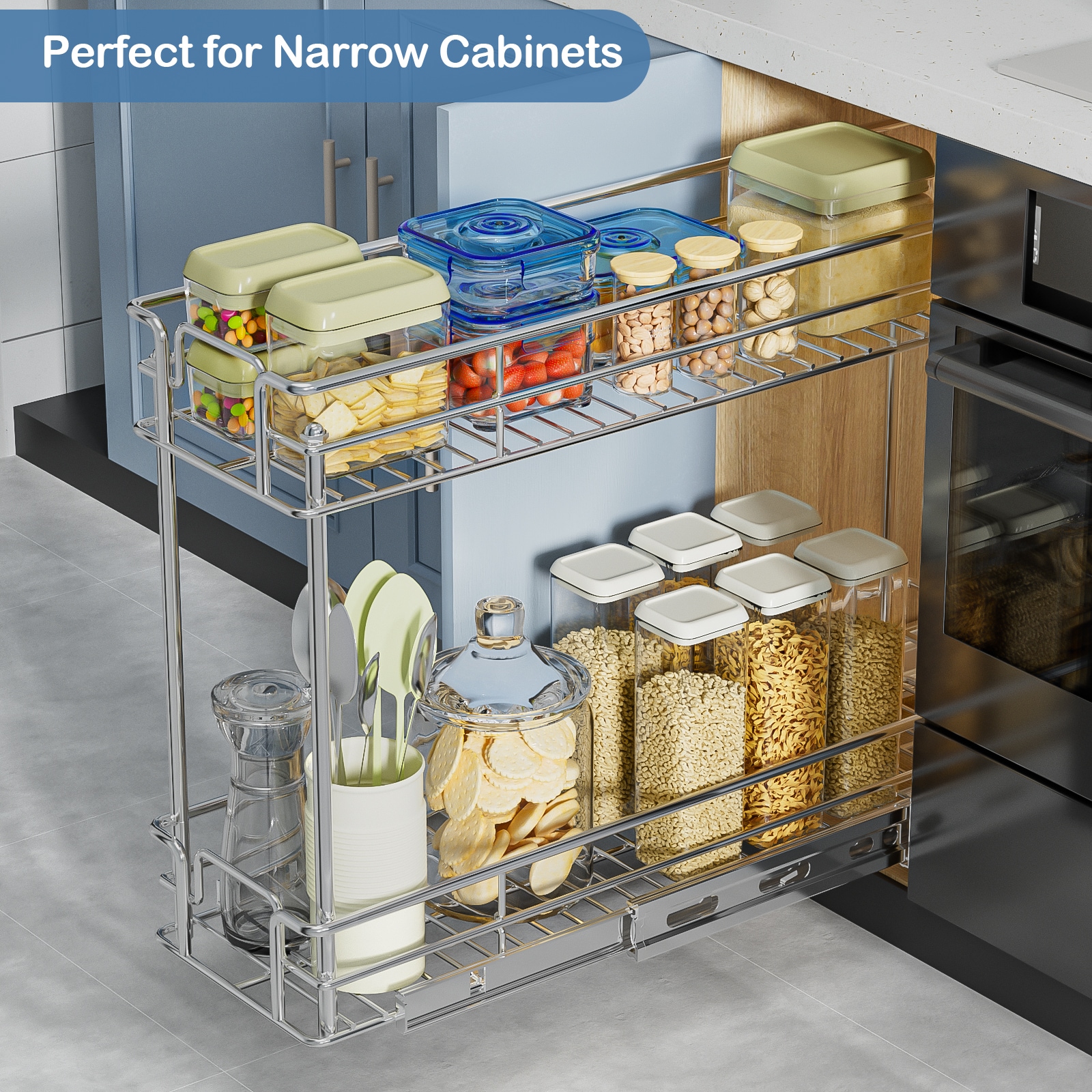 LOVMOR 0922-2TIER-SPICE Pull-Out-Cabinet-Baskets - View #2