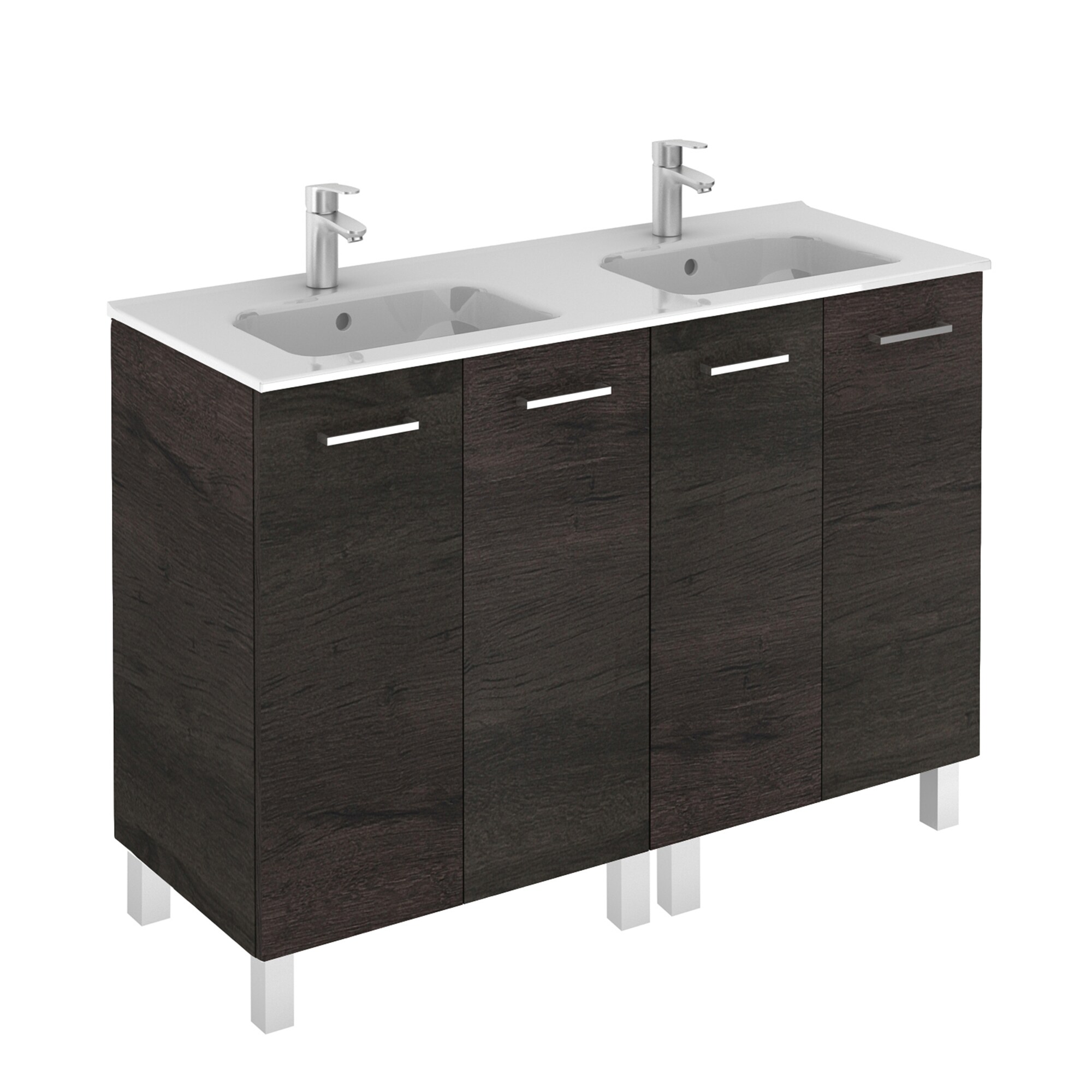 WS Bath Collections LOGIC 120 WE Logic Vanities 48-in Wenge Single Sink Bathroom Vanity with Ceramic White Ceramic Top