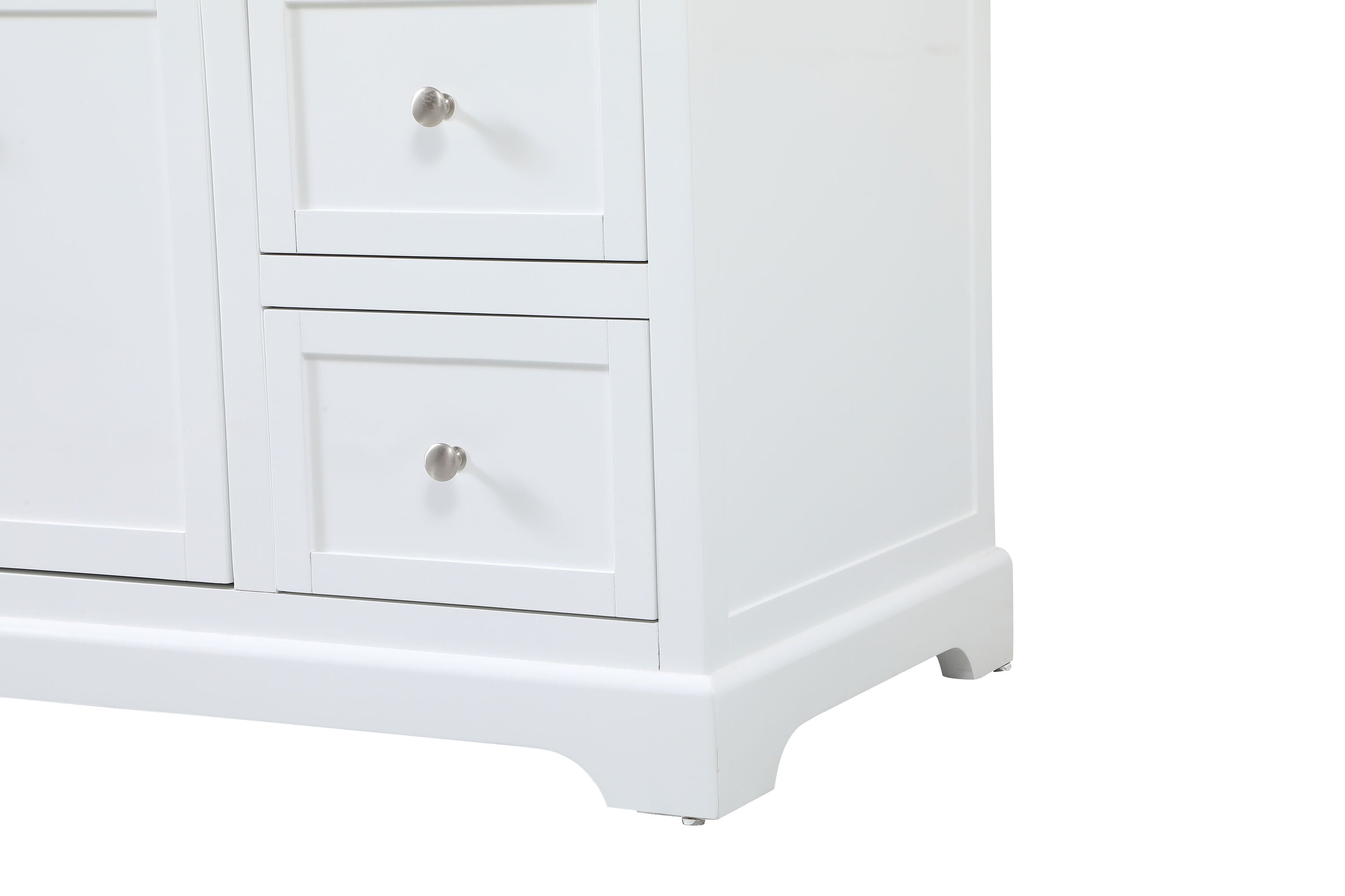 White Solid Wood and MDF Single Bathroom Vanity with Carrara Marble Top
