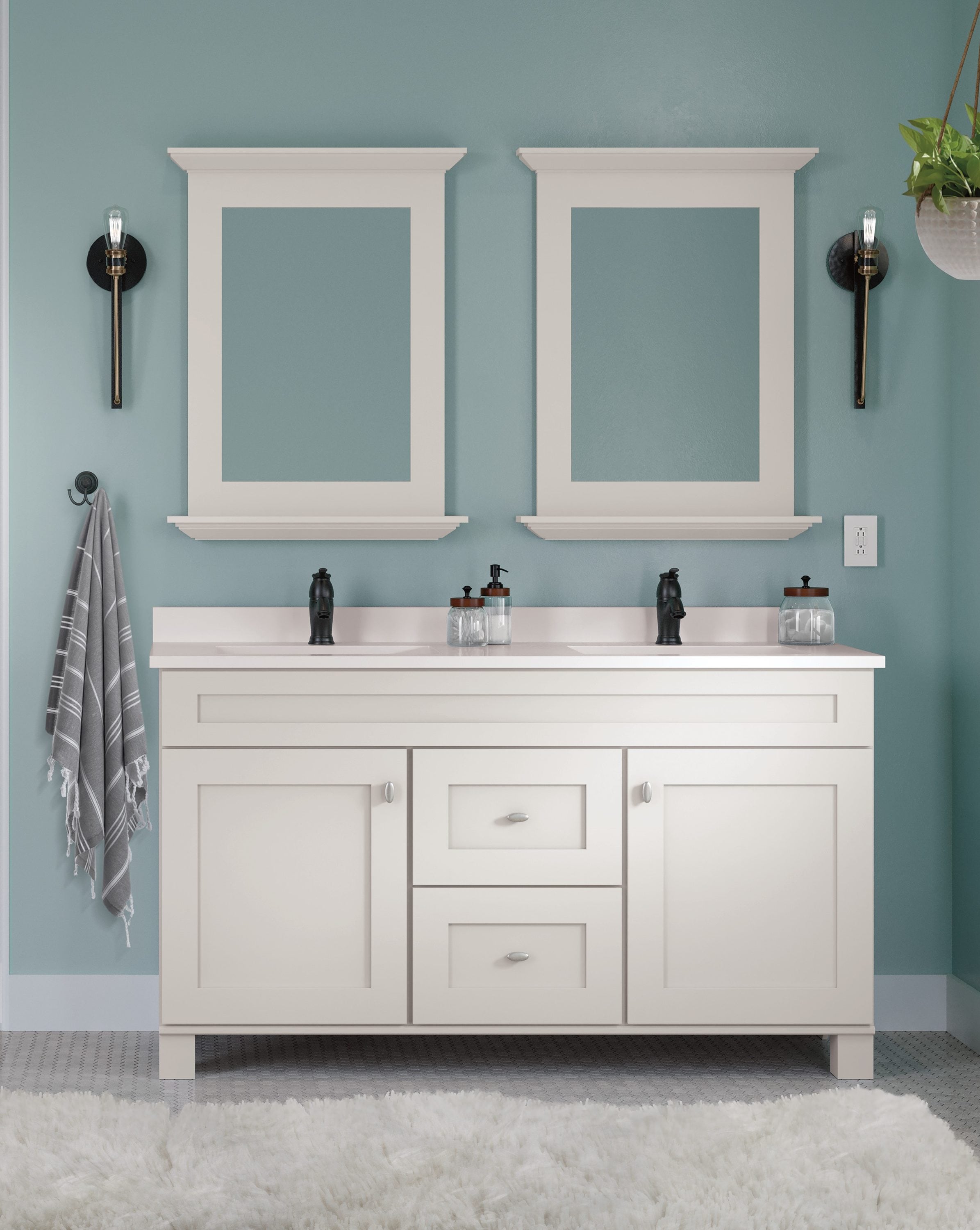 Diamond NOW Palencia 60-in White Bathroom Vanity Cabinet in the ...