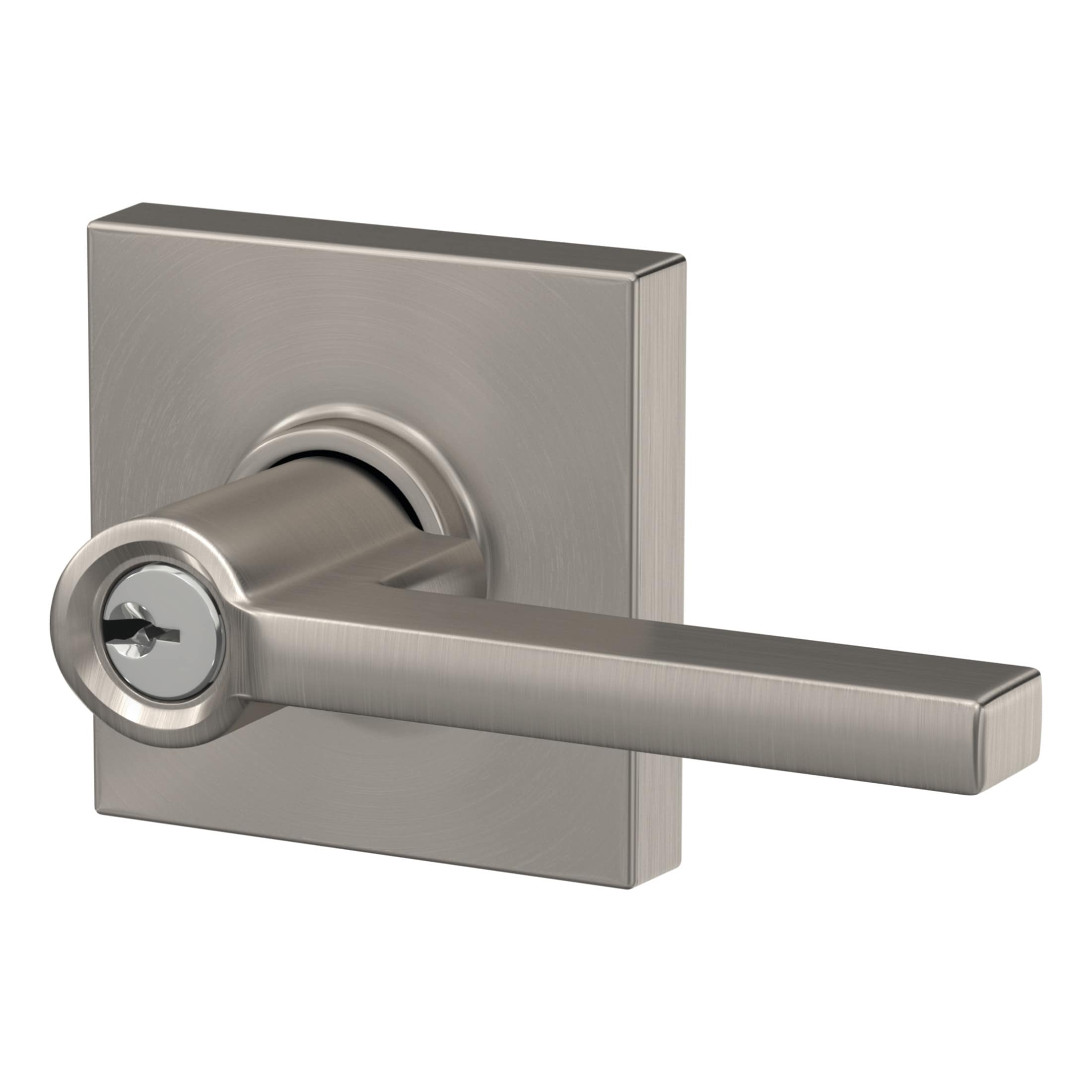 Schlage Latitude Collins Satin Nickel Universal Exterior Keyed Entry Door Handle In The Door 5849