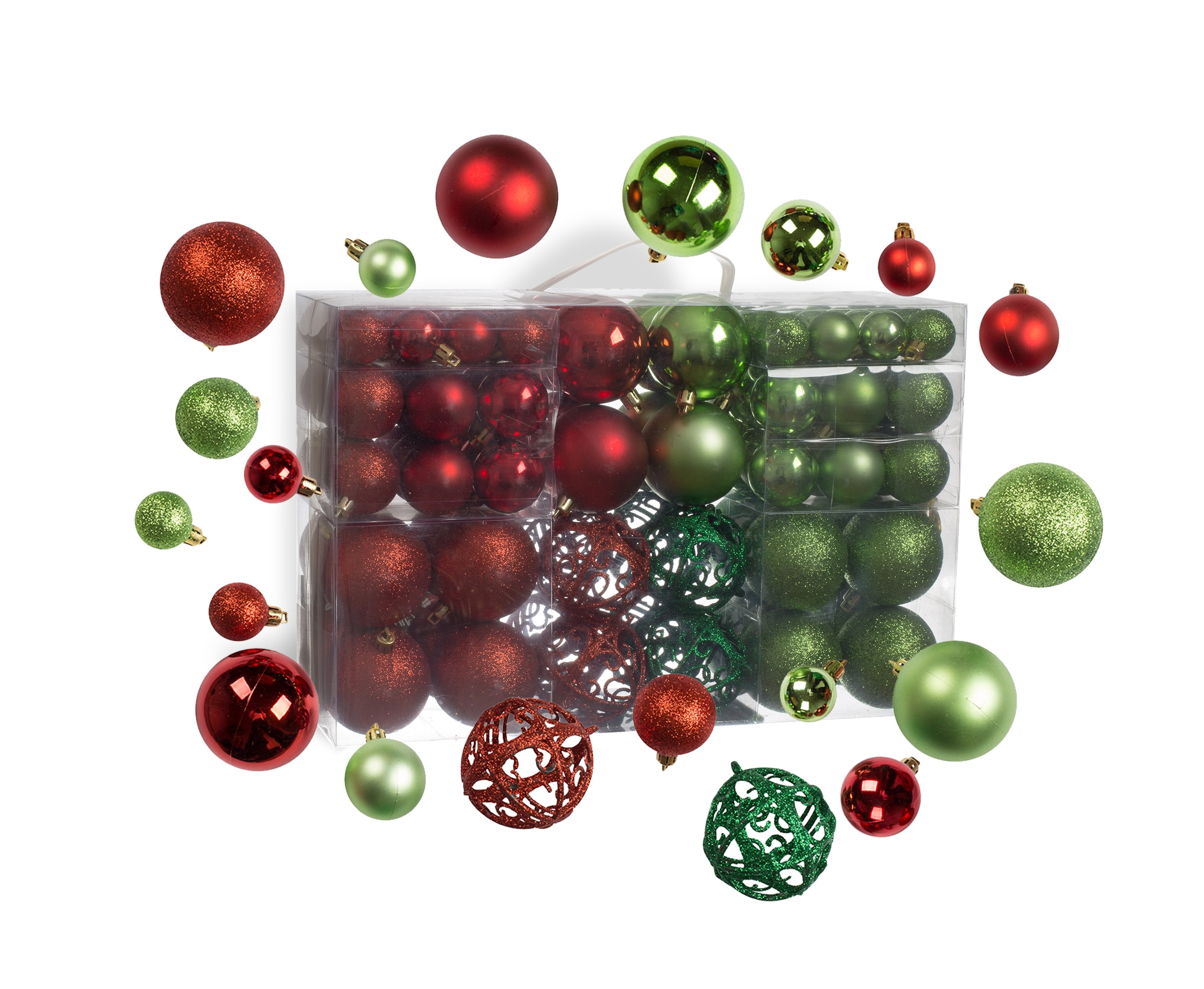 RN'D Toys RD-102 100 -Pack Multiple colors/finishes Ball Standard Indoor/Outdoor Ornament set Shatterproof