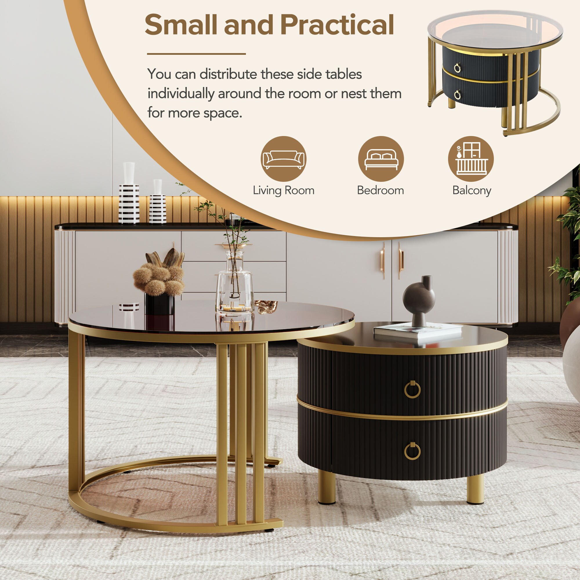 LIVIZA GIZ-NTX3232BK Coffee-Tables - View #2