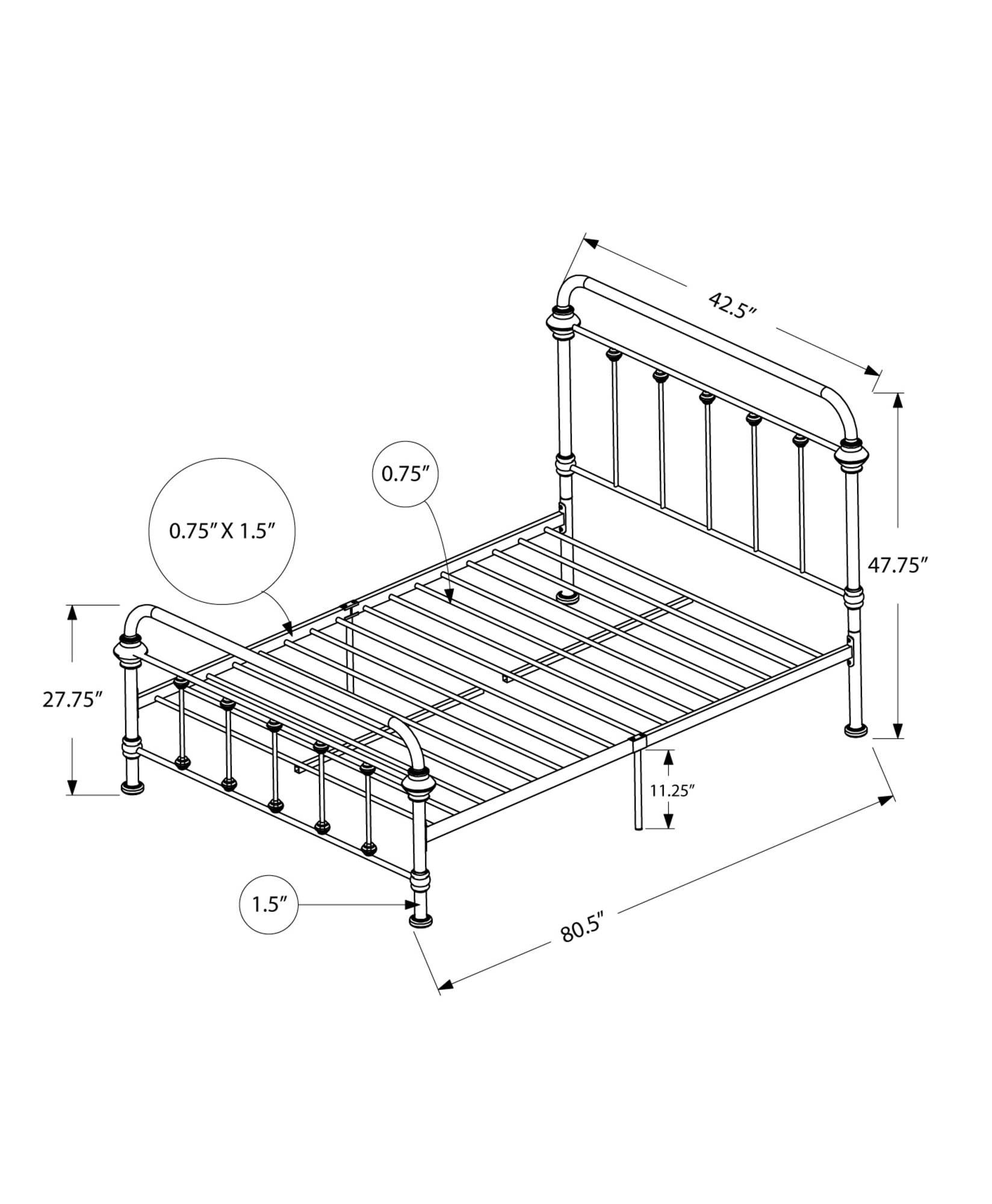 Monarch Specialties Black Twin Metal Bed Frame at Lowes.com