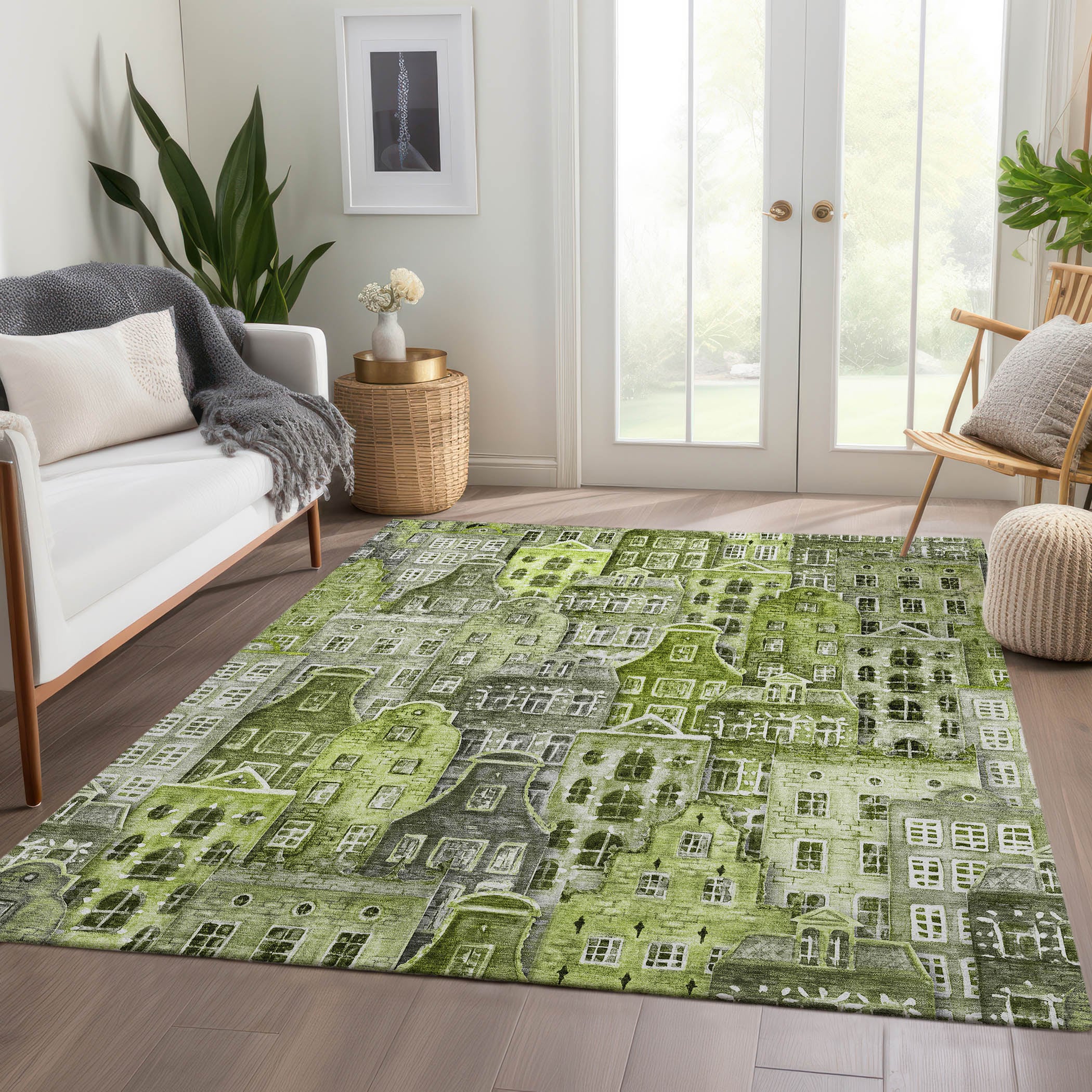 Addison Rugs ACN600GE3X5 Chantille ACN600GE 3 x 5 (ft) Polyester Green Rectangular Indoor/Outdoor Abstract Machine washable Area rug