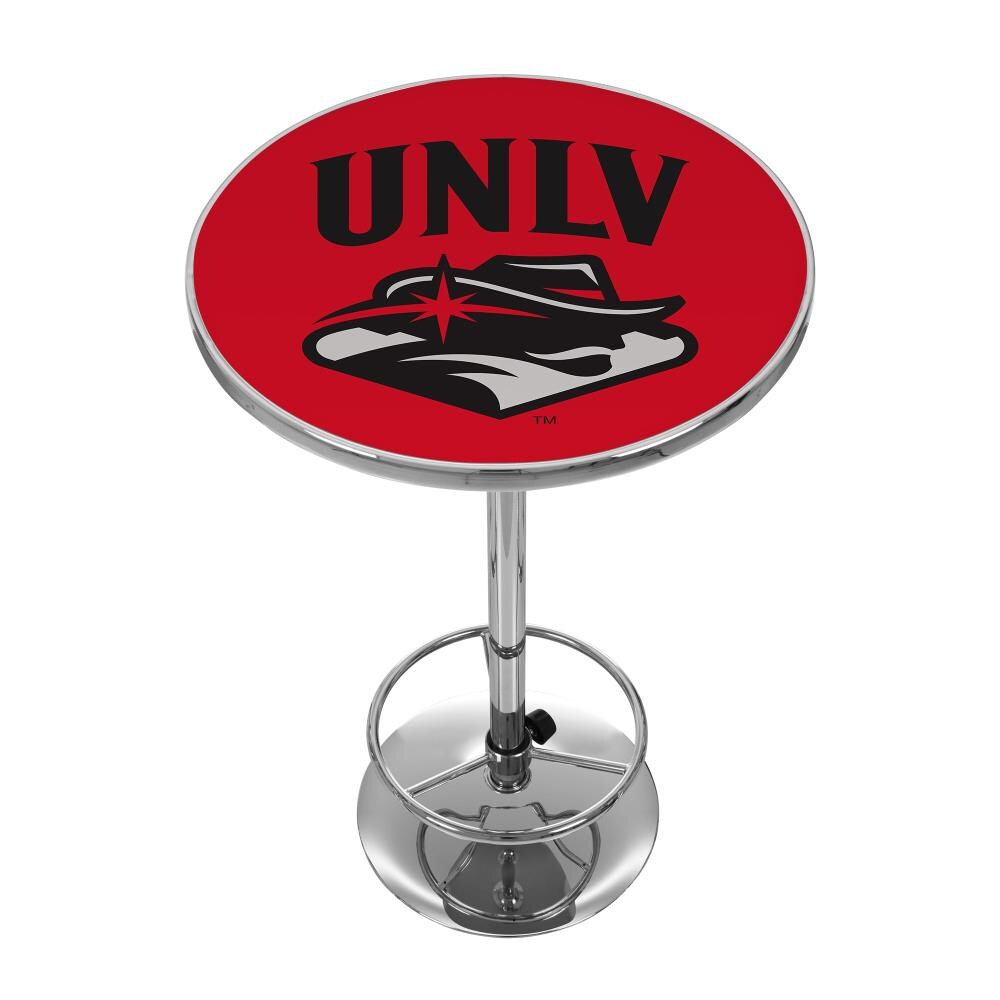 Trademark Gameroom LRG2000-UNLV UNLV Rebels Pub Tables Chrome Round Traditional Bar Table, Composite with Metal Metal Pedestal Base 27.375-Inches L x 42-Inches H
