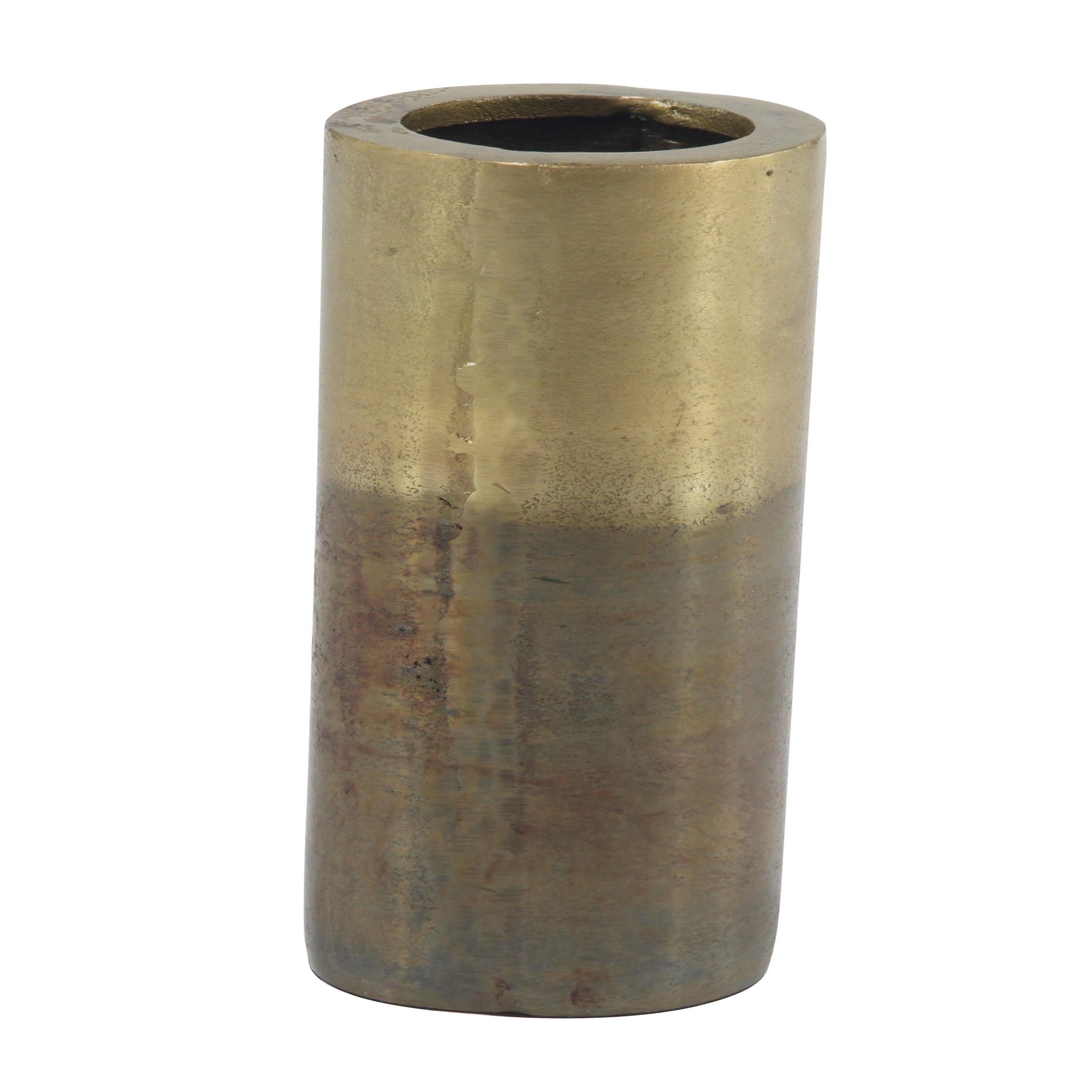 Modern Gold and Brown Aluminum Cylinder Vase